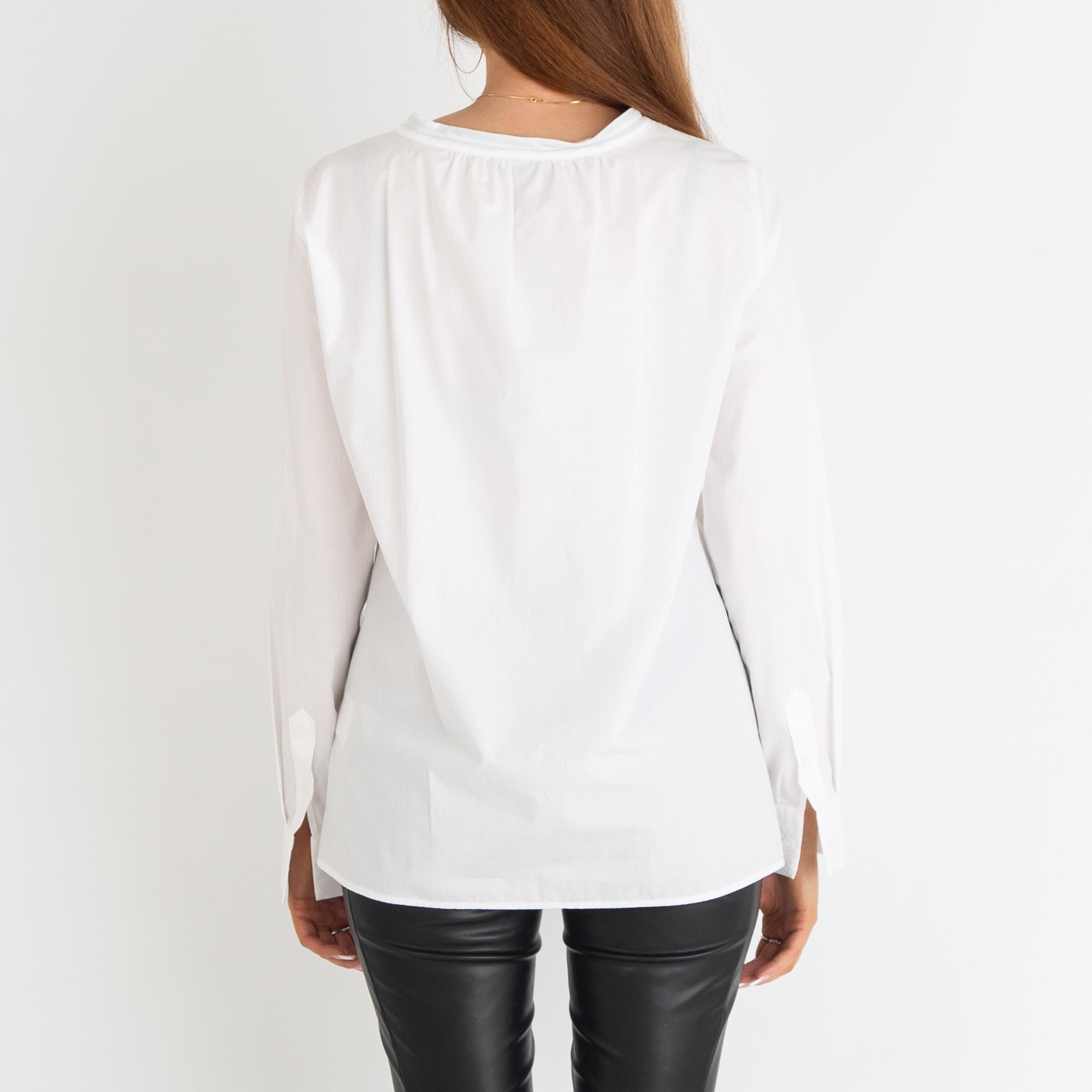 Riani Pretty Tie Neck Embroidered Hem Blouse White