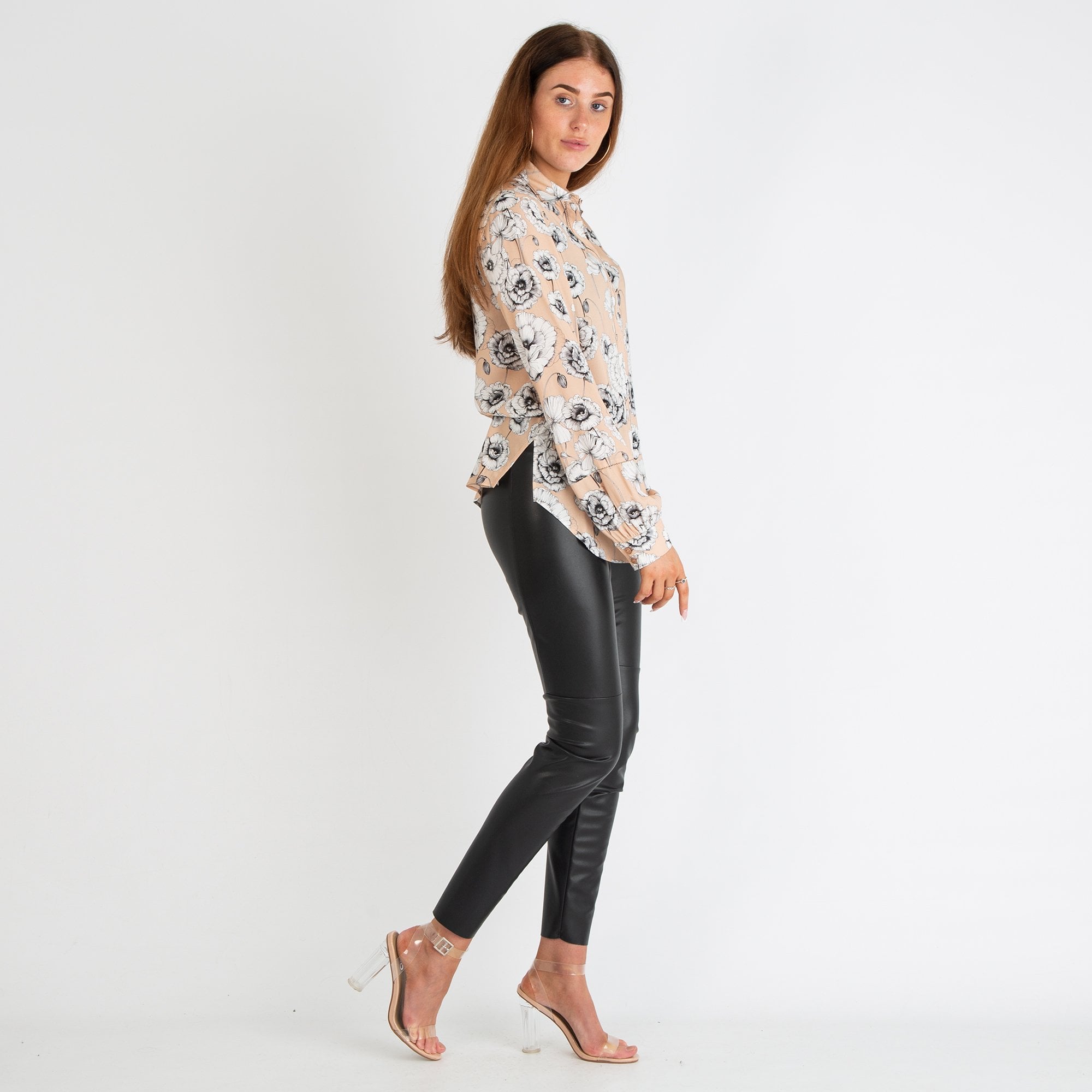 Riani Sketch Flower Print Blouse Latte/grey