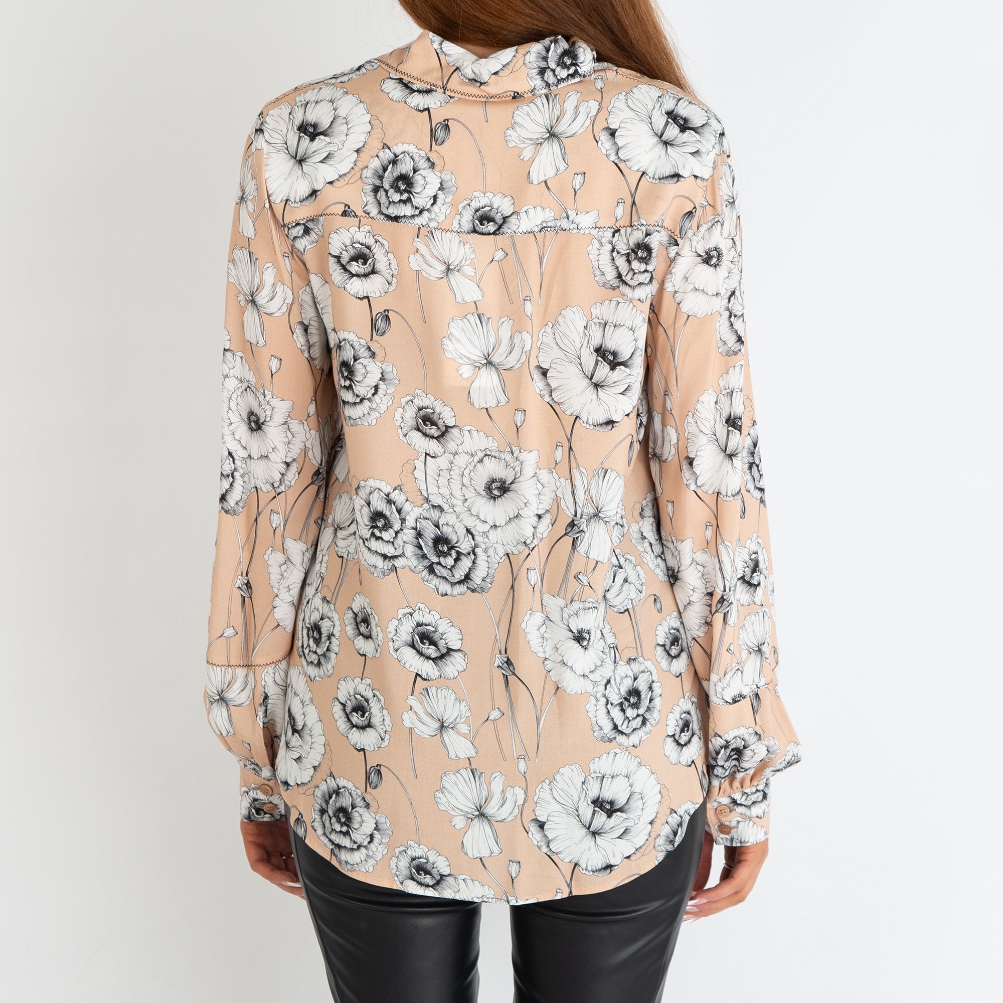 Riani Sketch Flower Print Blouse Latte/grey