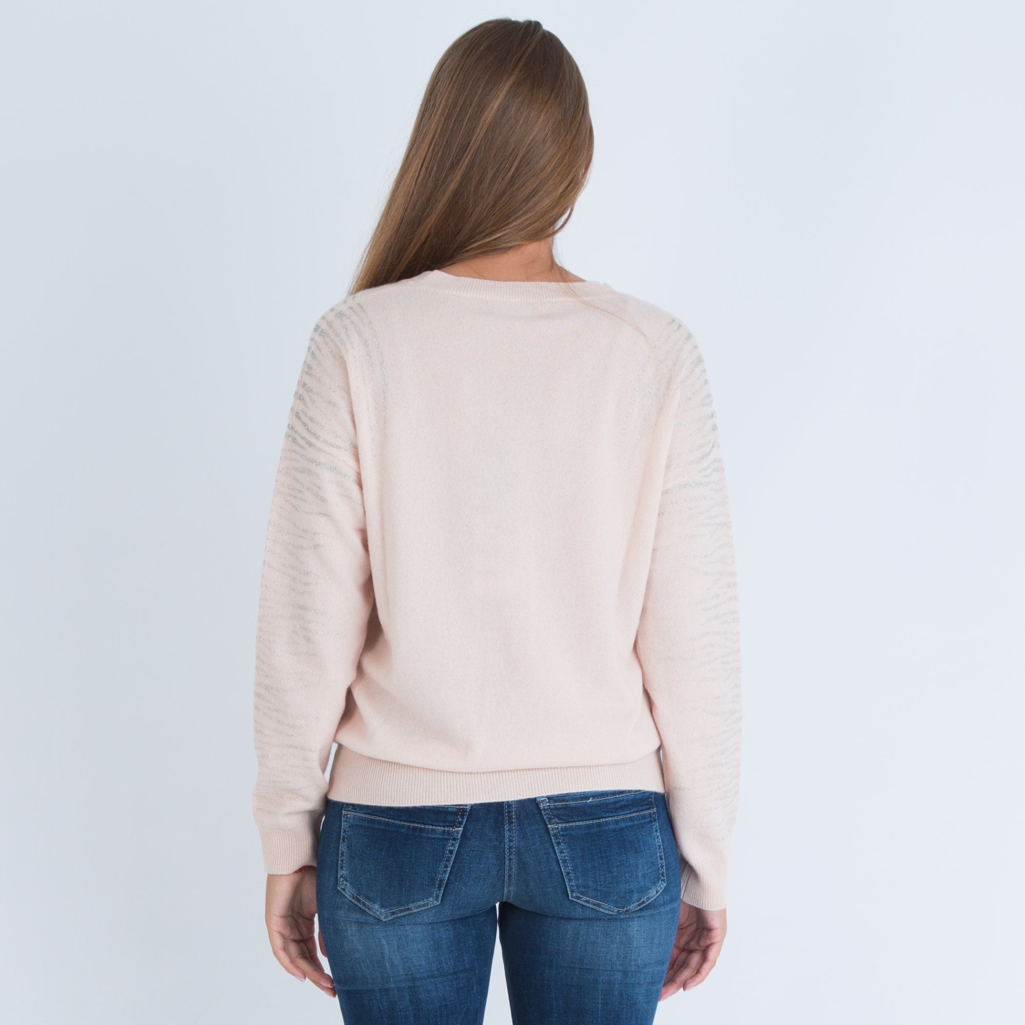 Repeat Sparkle Sleeve Round Neck Jumper Powder