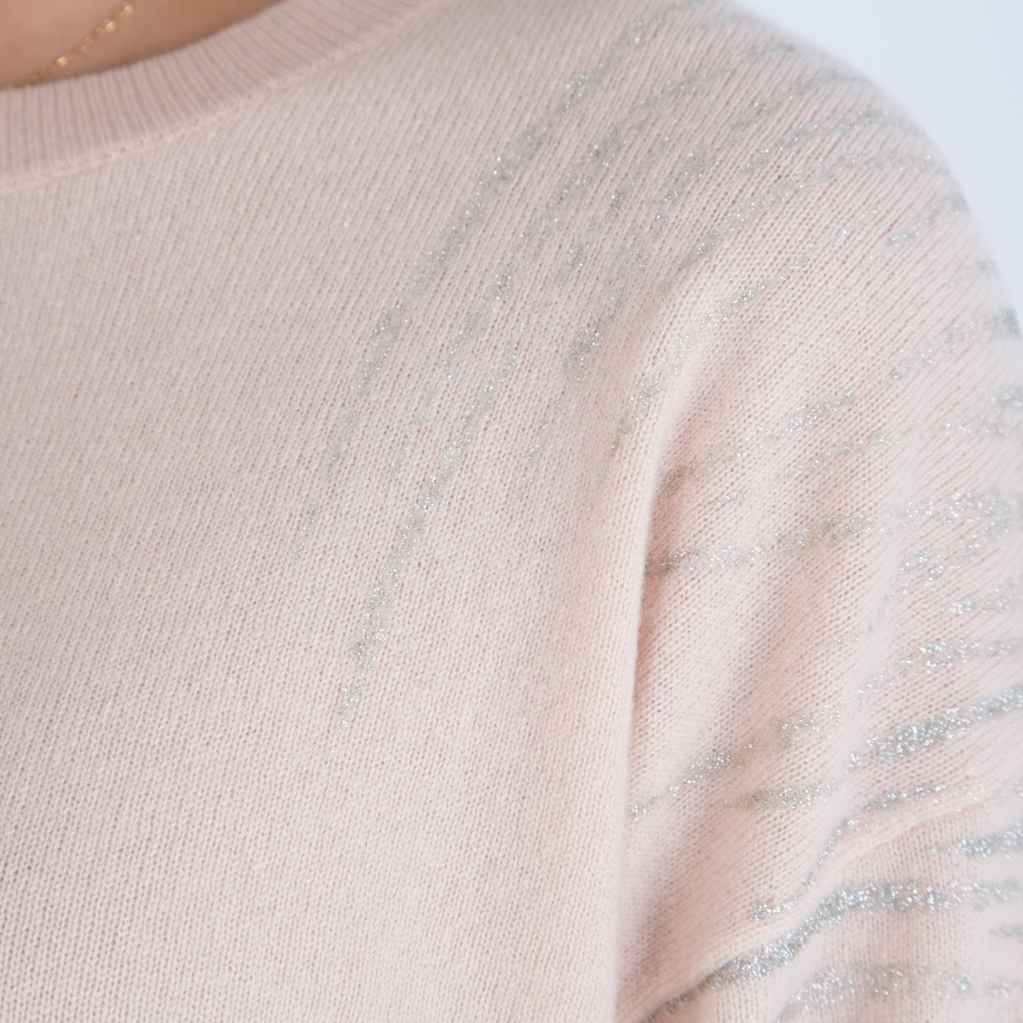 Repeat Sparkle Sleeve Round Neck Jumper Powder