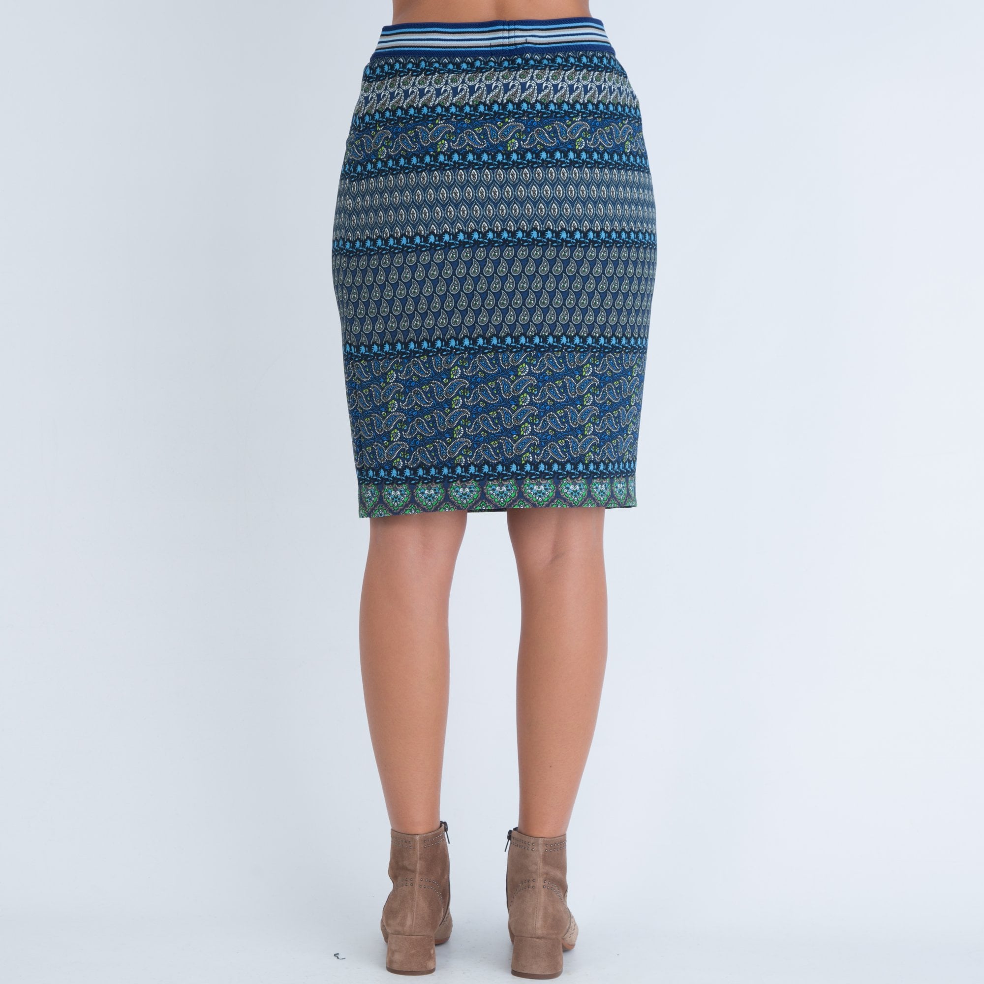 Riani Paisley Print Fitted Skirt Blue