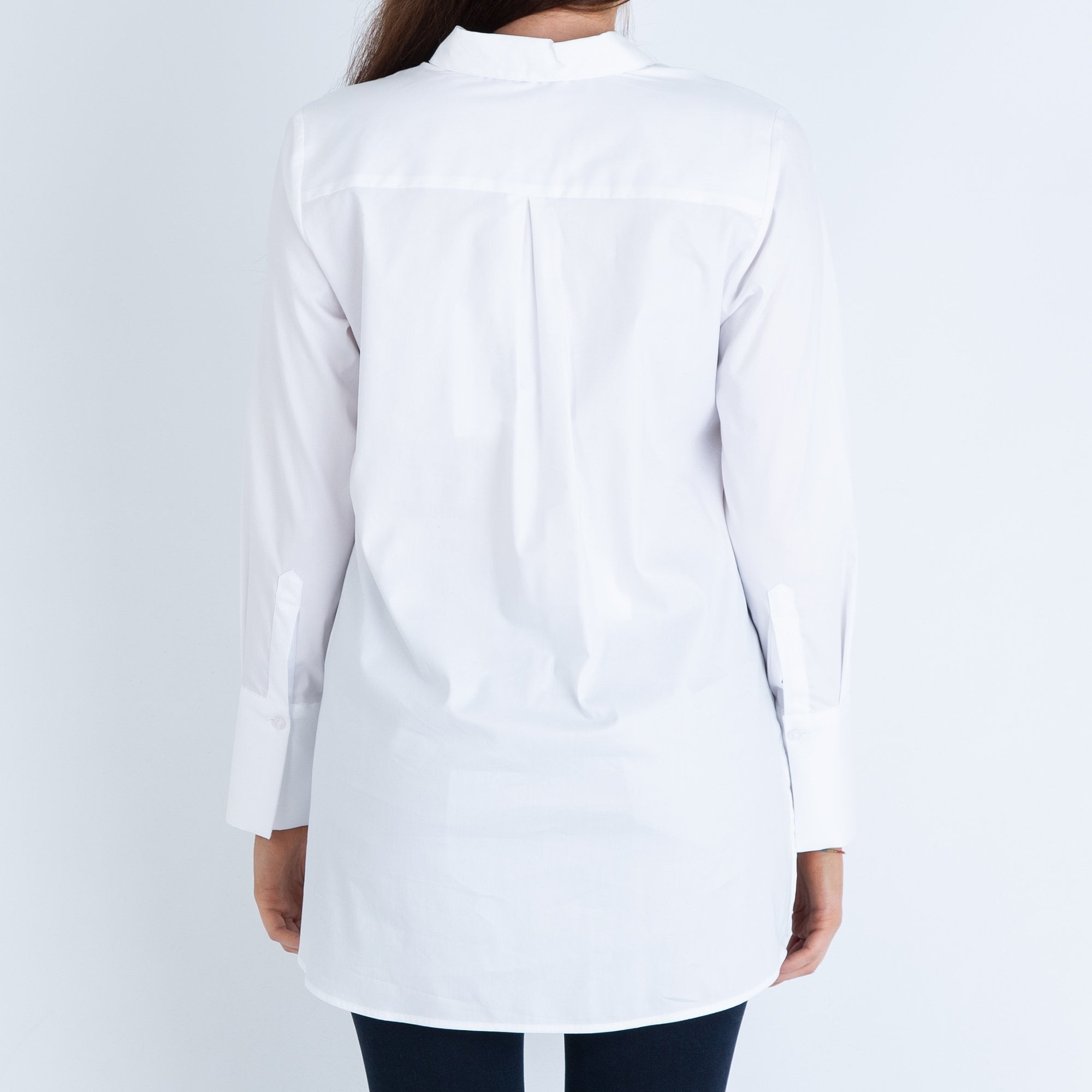 Milano Italy Long Line Cotton Blouse White