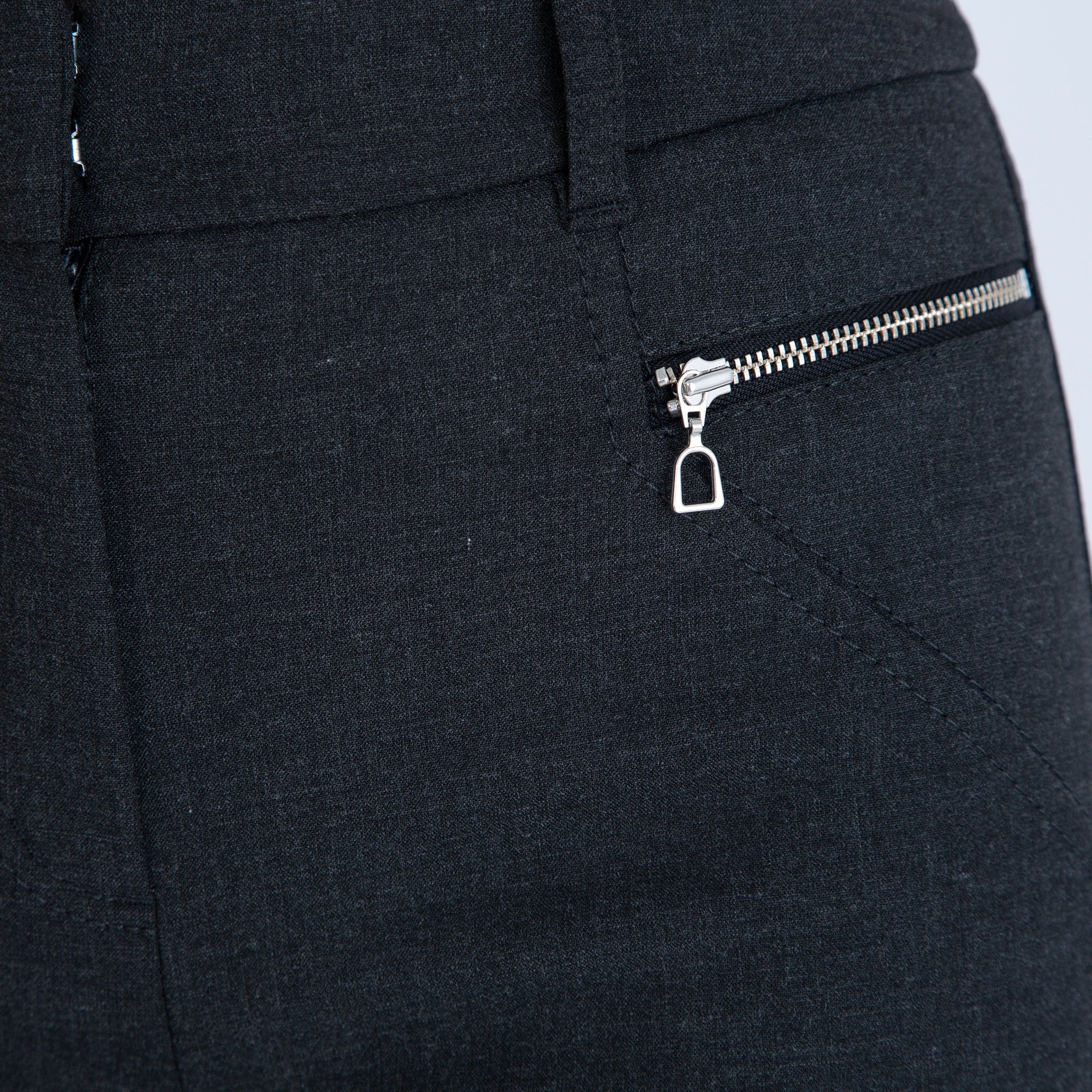 Robell Mimi Flannel Smart Trouser With Zip Detail Charcoal 99