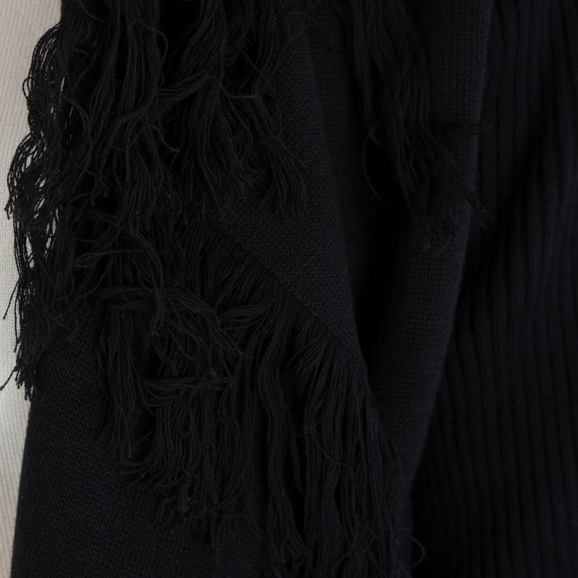 Repeat Waterfall Fringed Edge Cardigan Black & Tan