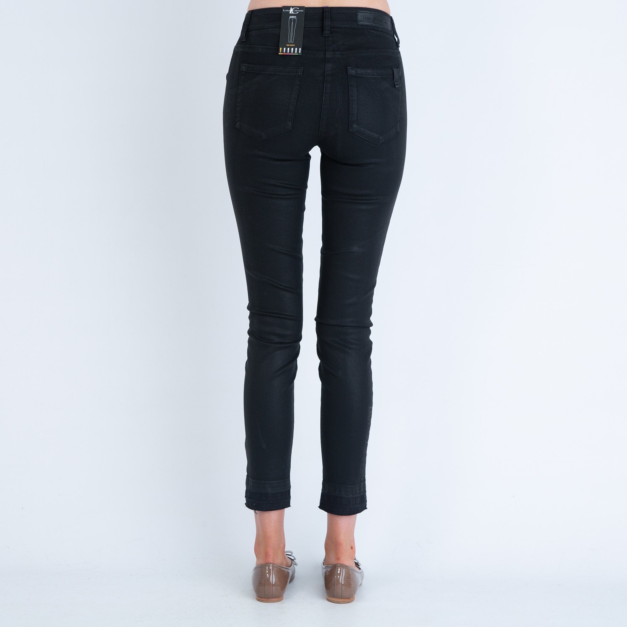 Luisa Cerano Waxed Jean Black