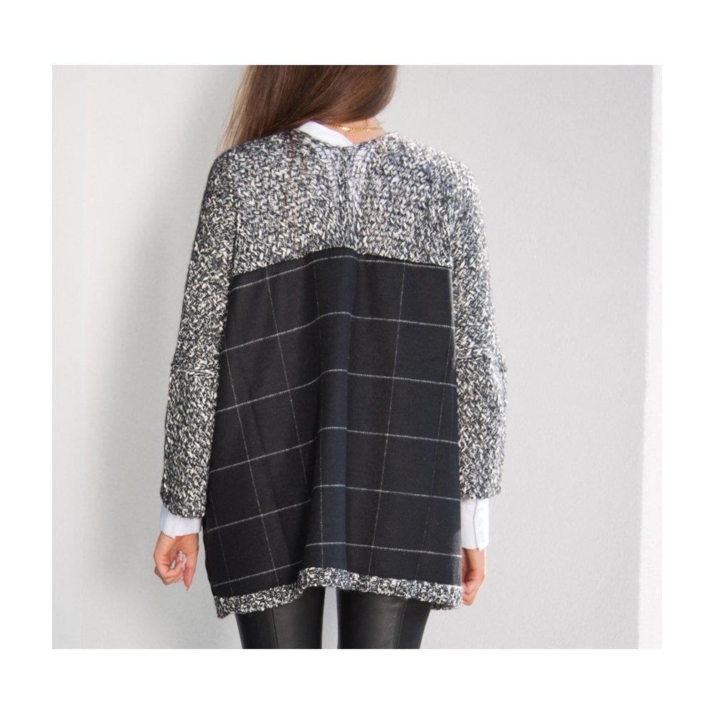 Ozai N Ku Knitted Jacket With Fabric Back Grey/black