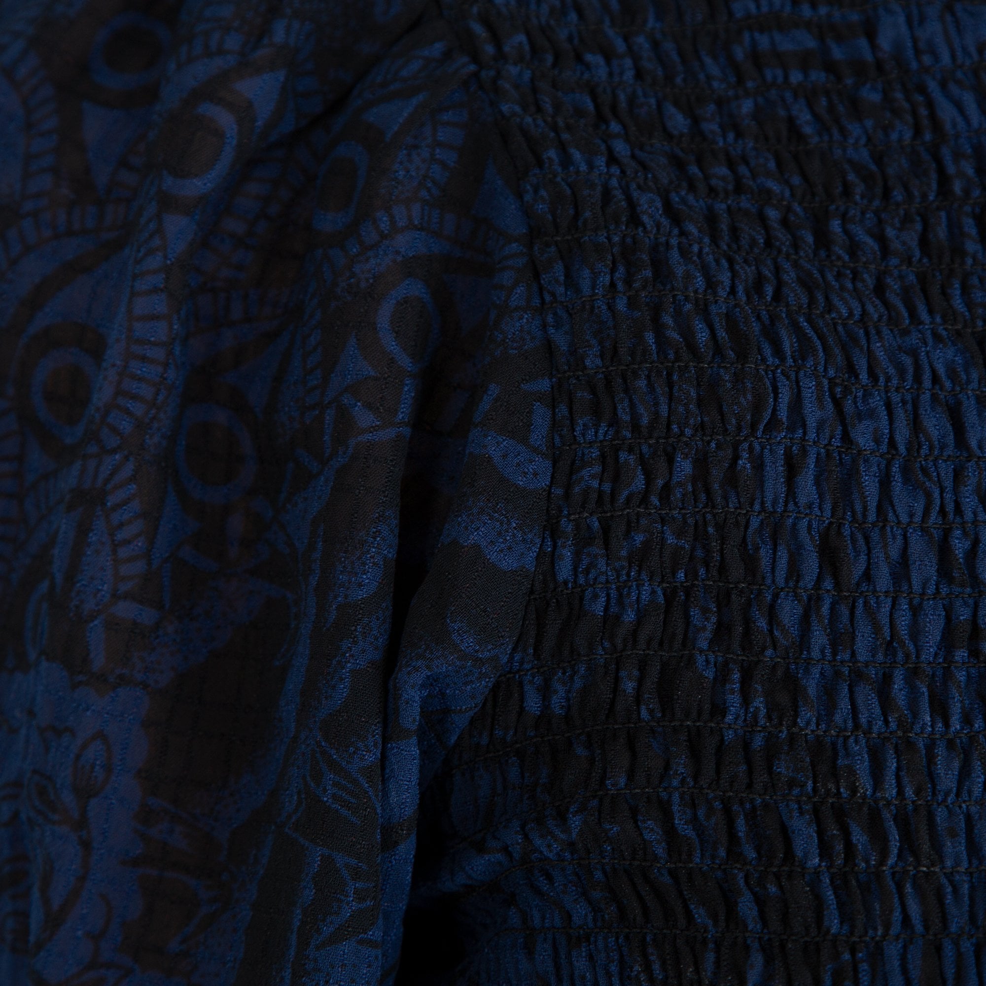 Scotch & Soda Smocked Detailing Blouse With Button Back Navy