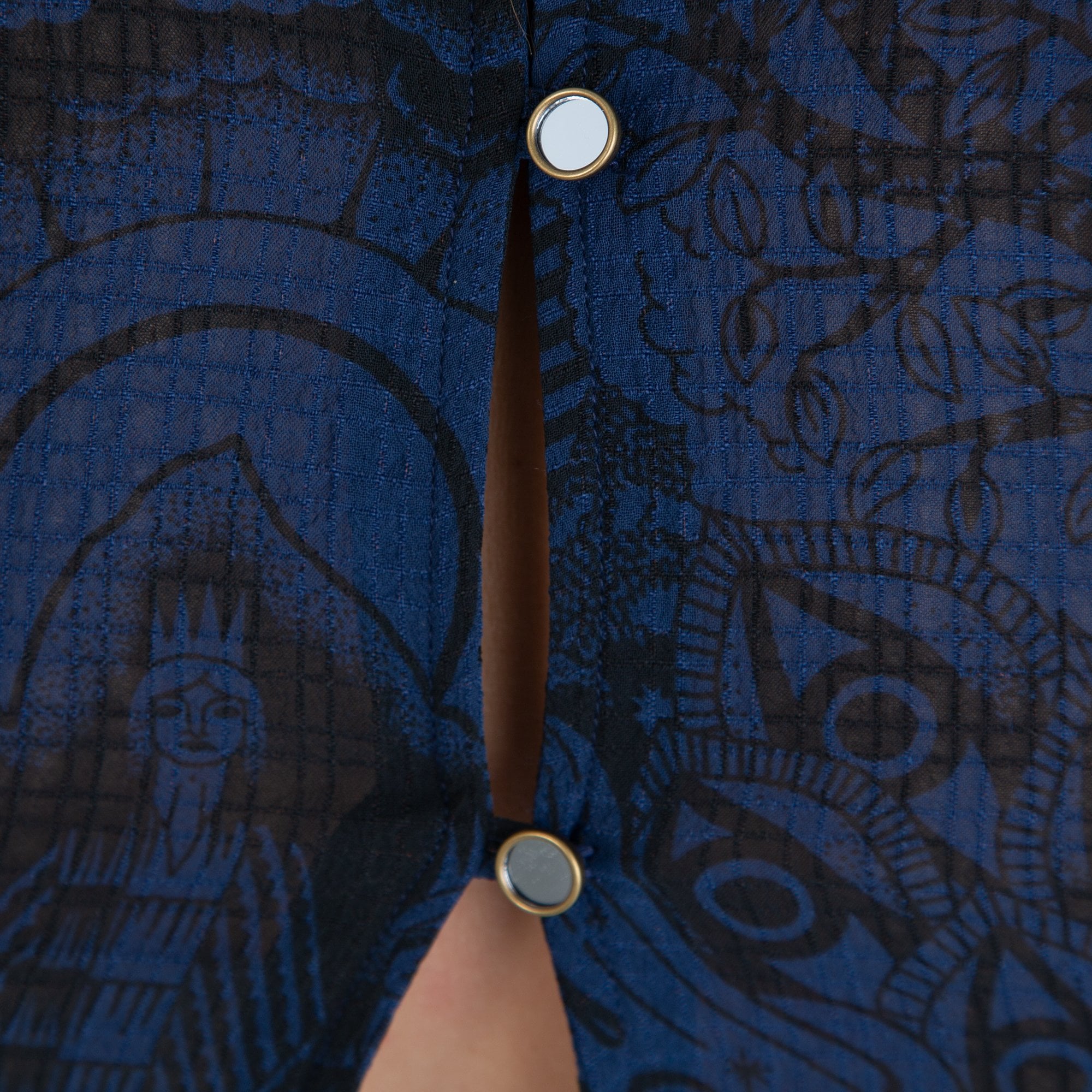 Scotch & Soda Smocked Detailing Blouse With Button Back Navy