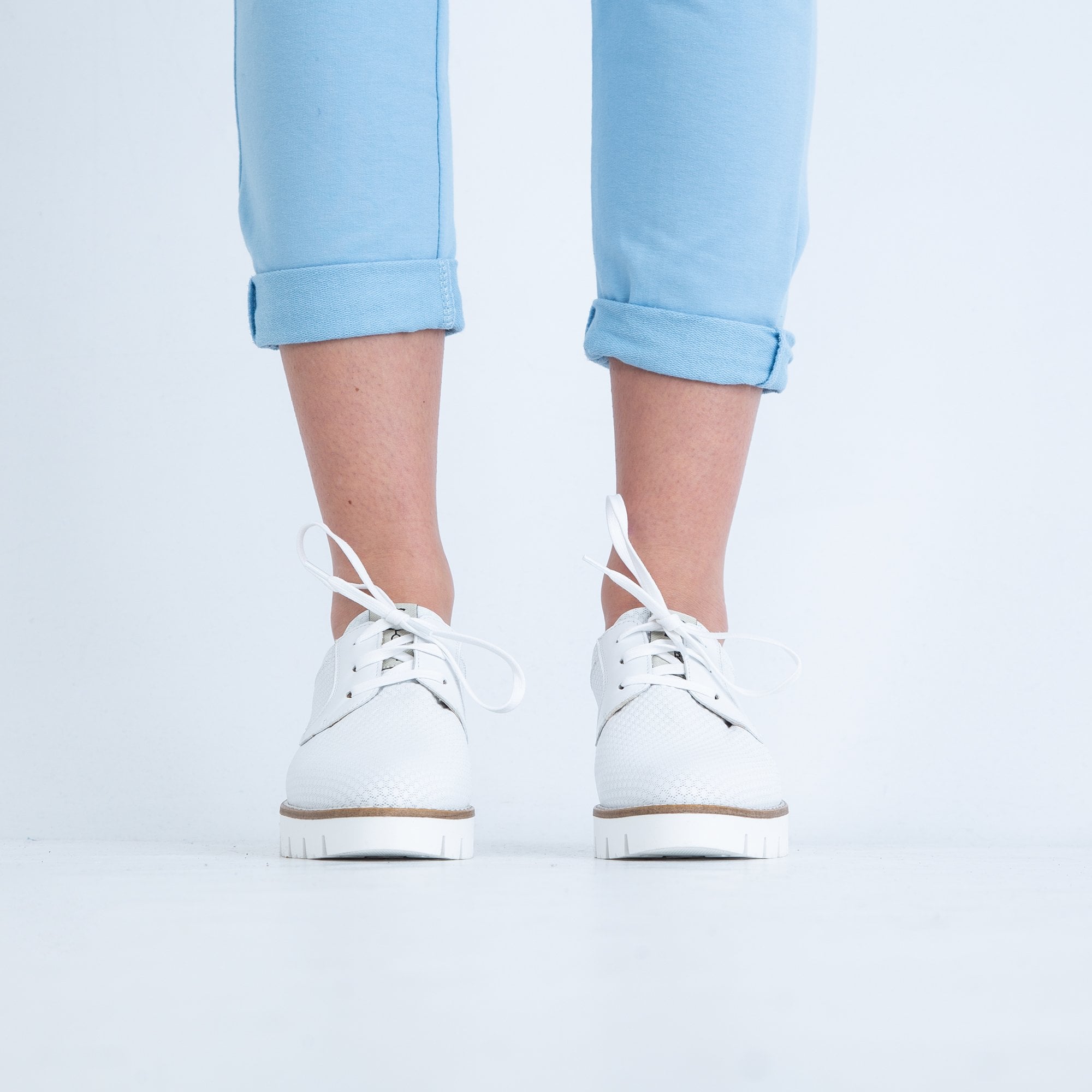 DL Sport Lace Up Brogue With Thick Sole White