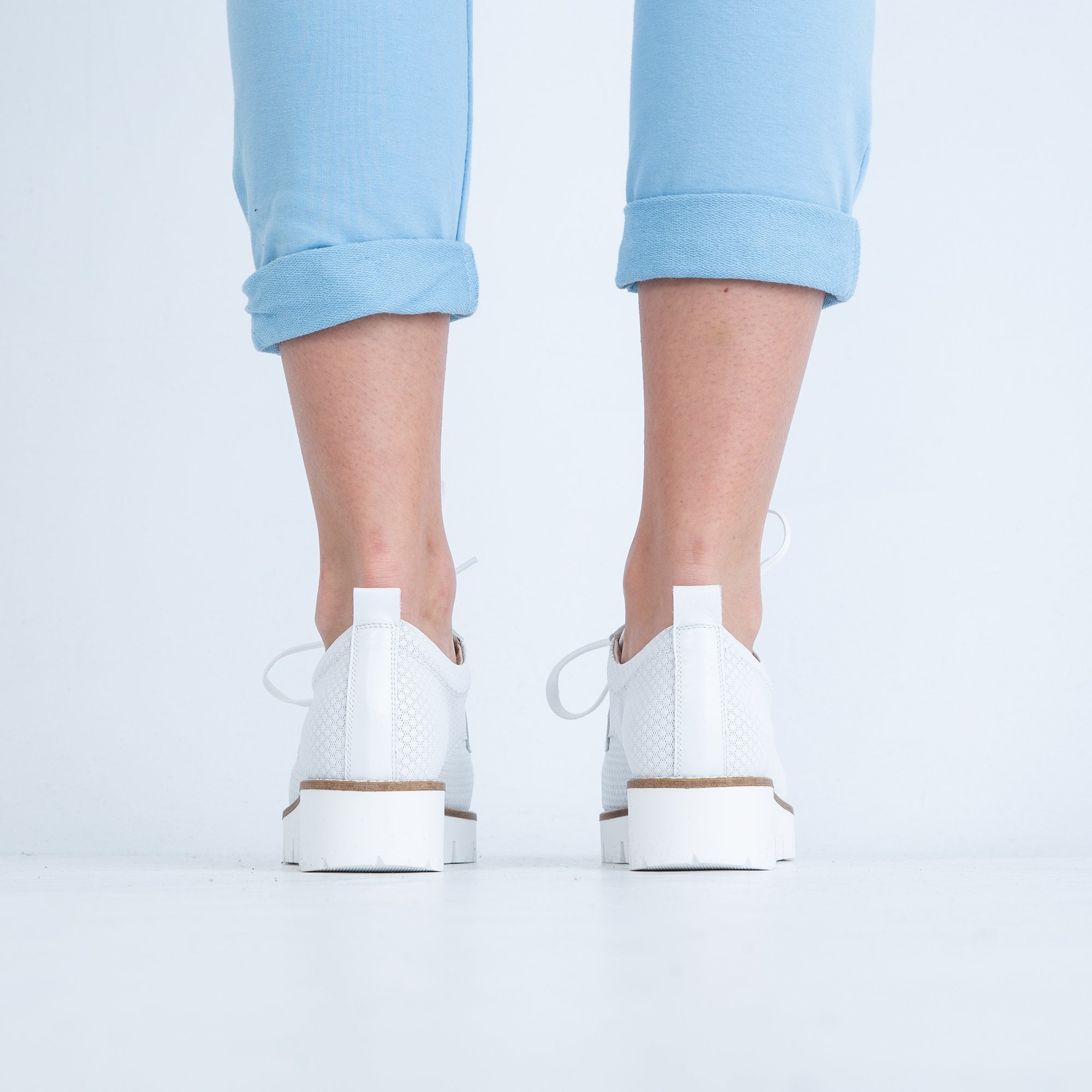 DL Sport Lace Up Brogue With Thick Sole White