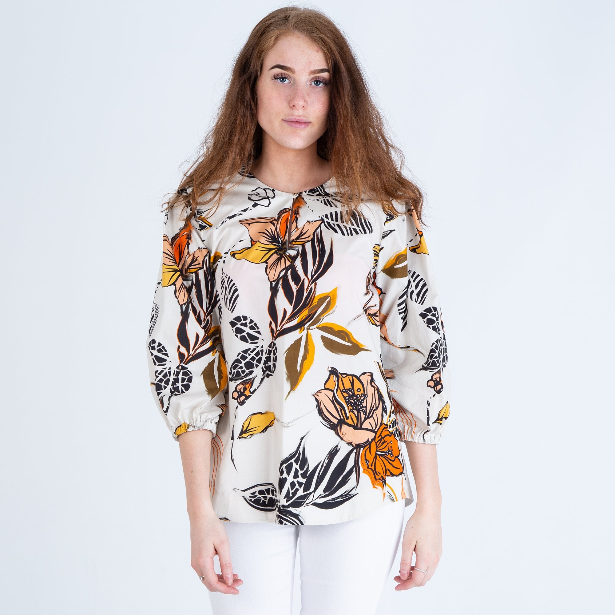 Marc Cain Floral Paper Blouse Cream/Multi