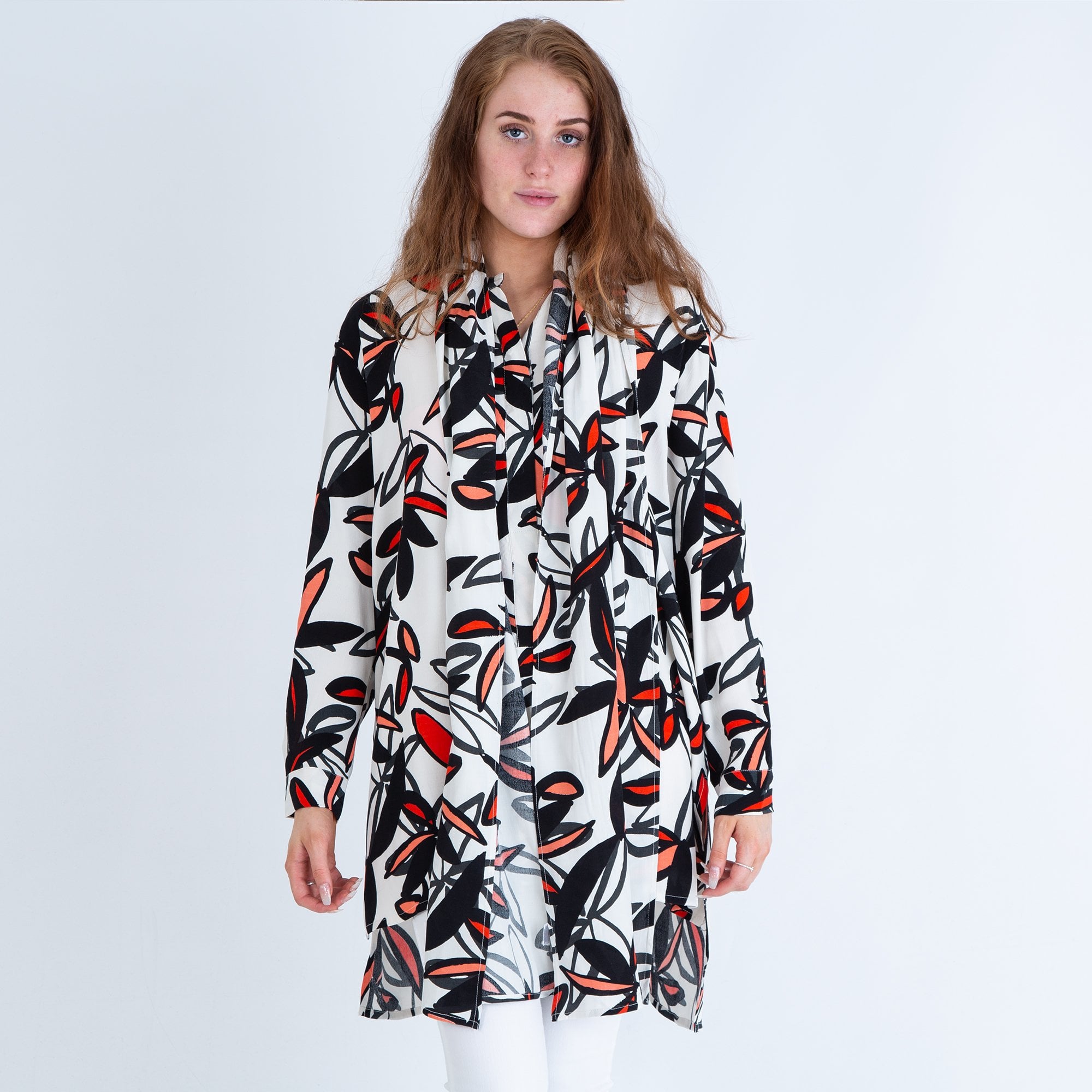 Masai Floral Print Scarf To Match Cream/black/red