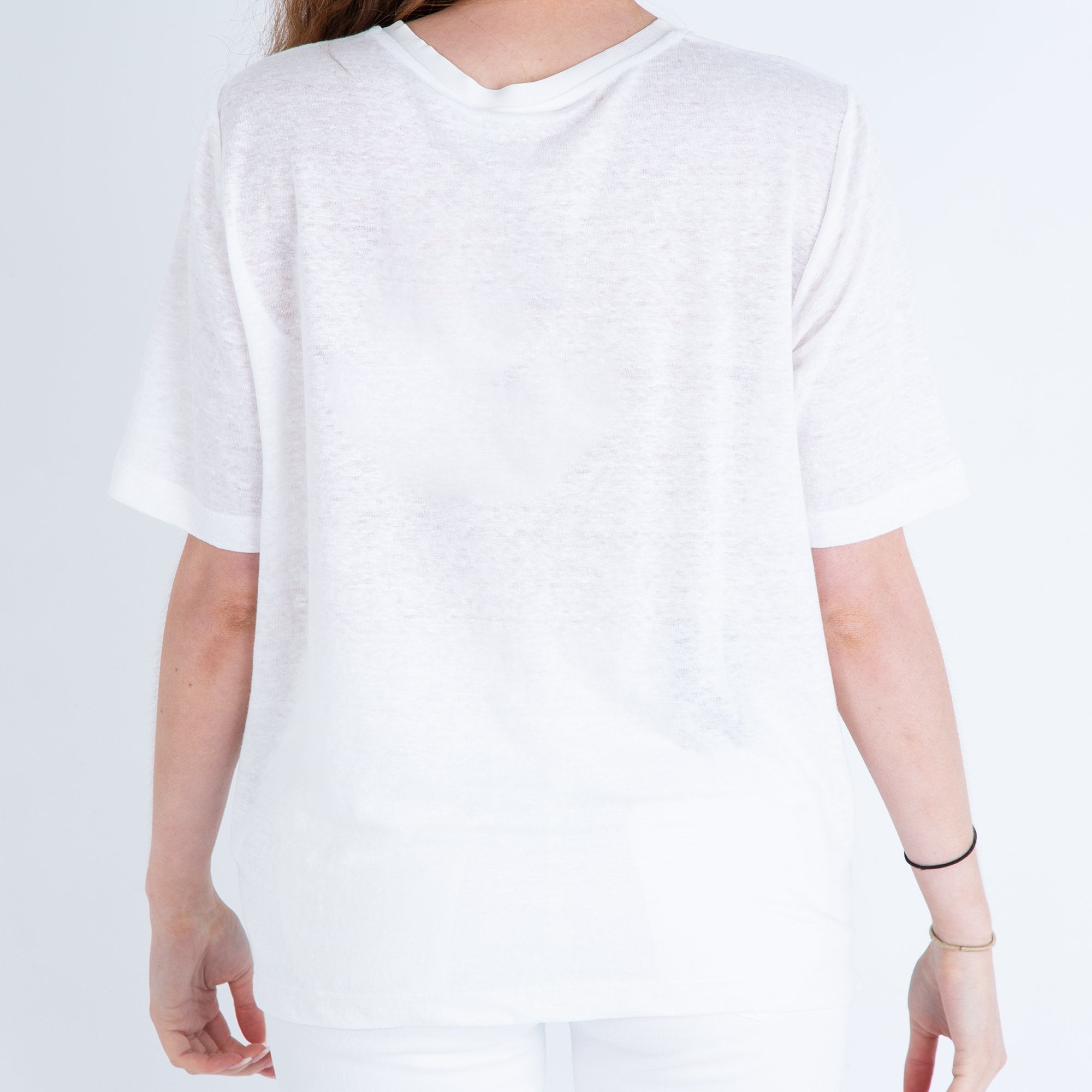 Riani Metallic Trim Knitted Linen T Shirt White