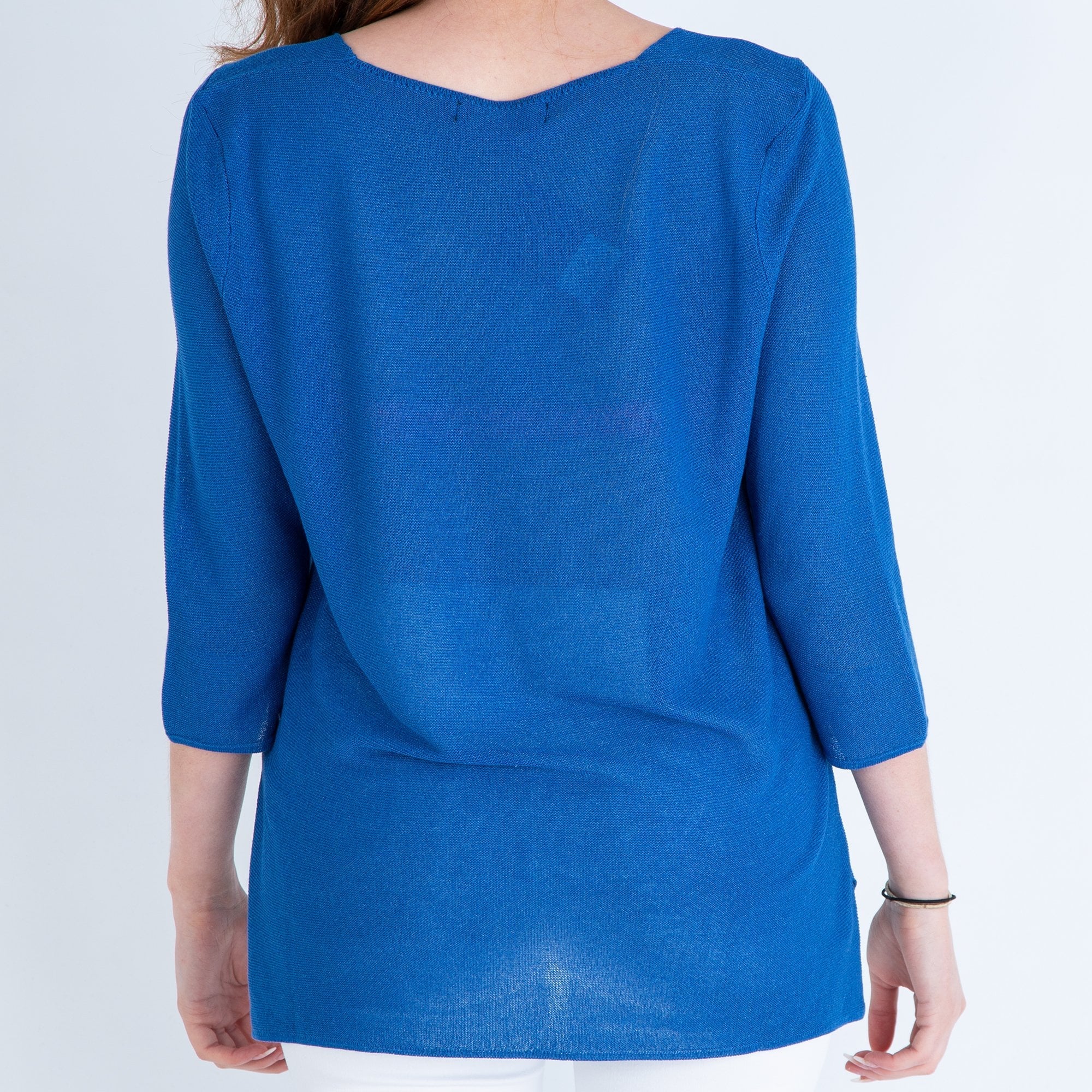 Bariloche Fine Lurex V Neck Jumper Cobalt