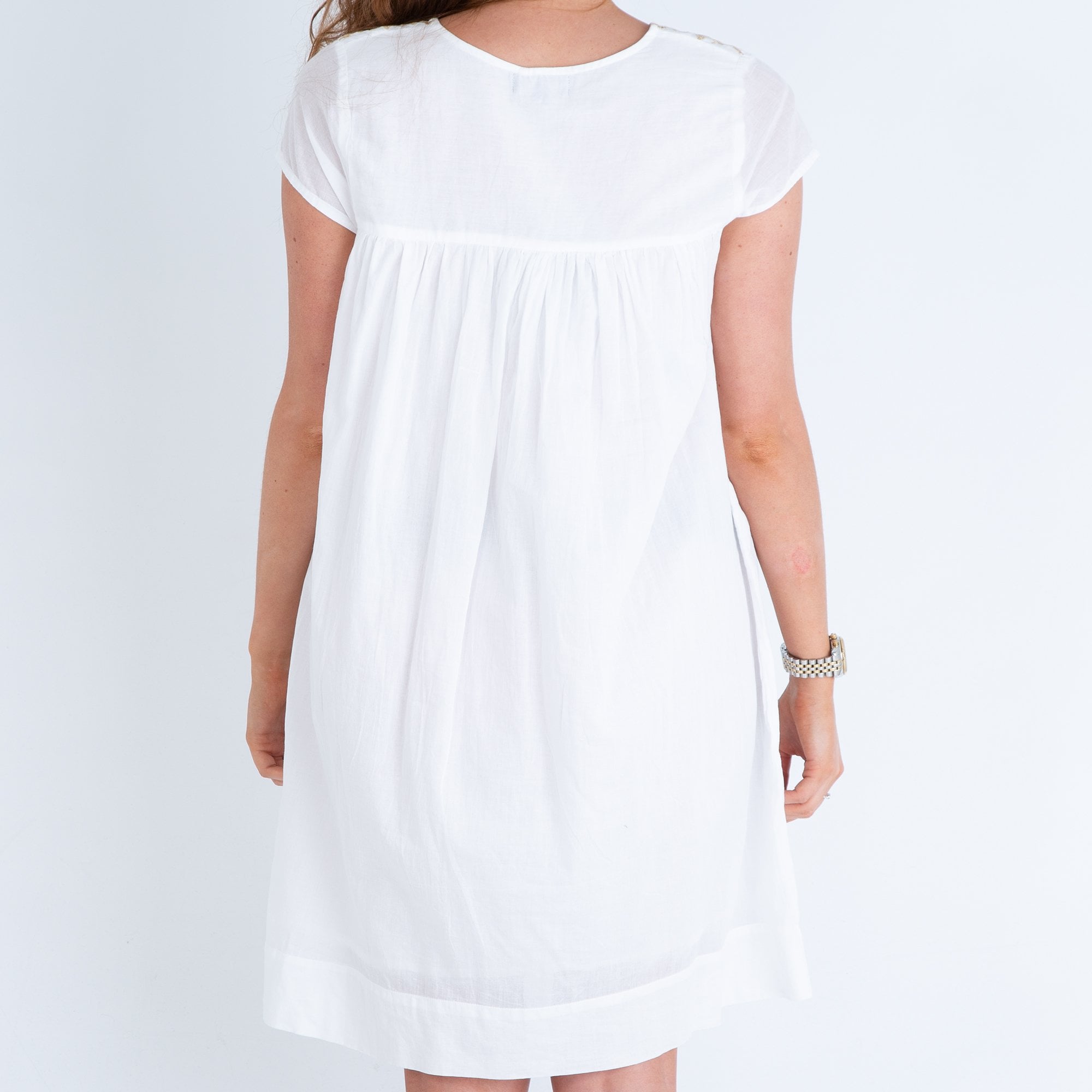 Dream Fashions Sparkle Embroidered Cap Sleeve Dress White/gold