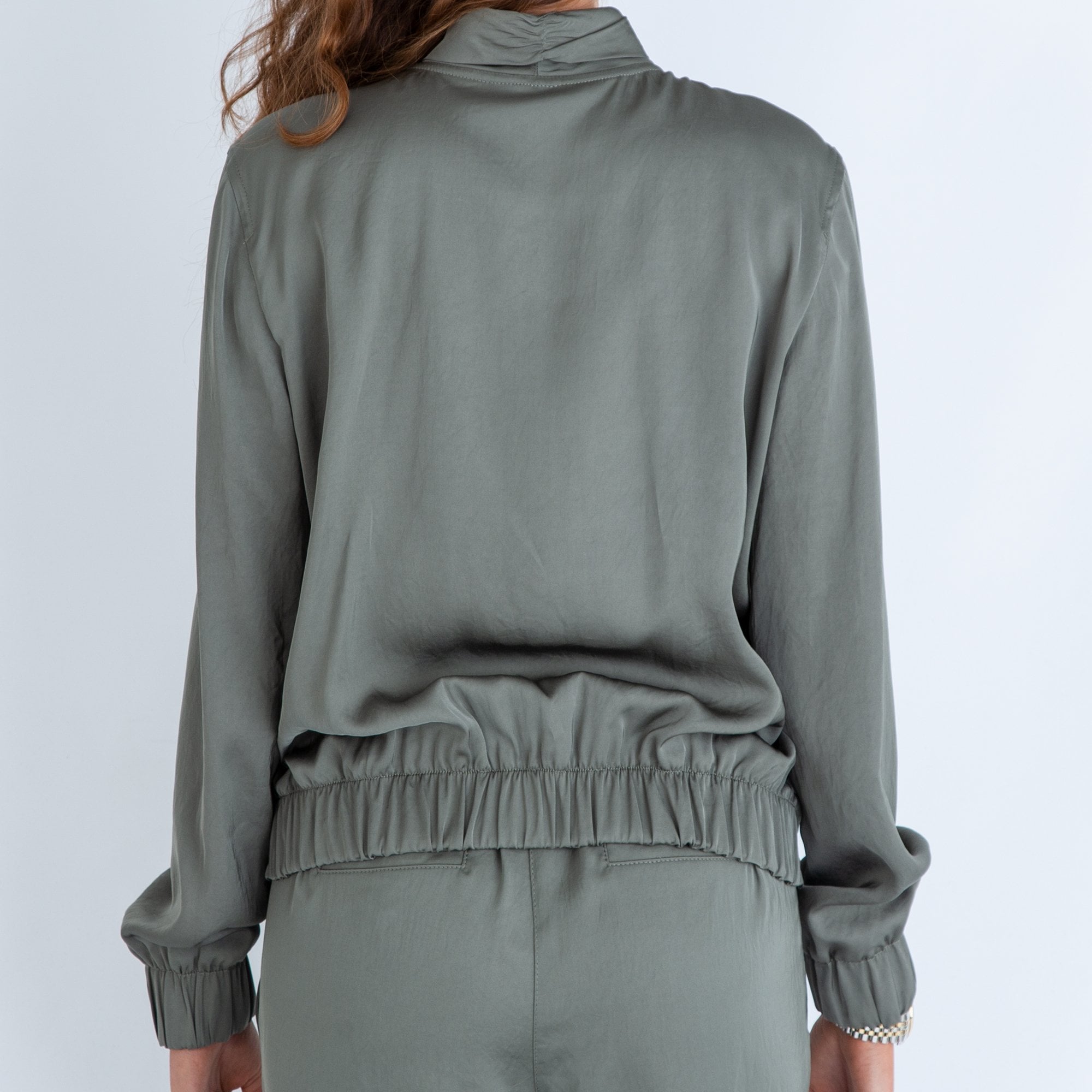 Marc Cain Satin Bomber Jacket Khaki