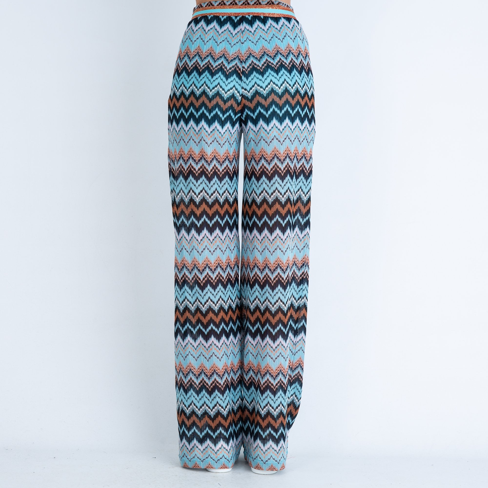 Rino & Pelle Verity Zigzag Knitted Flared Pant Blue