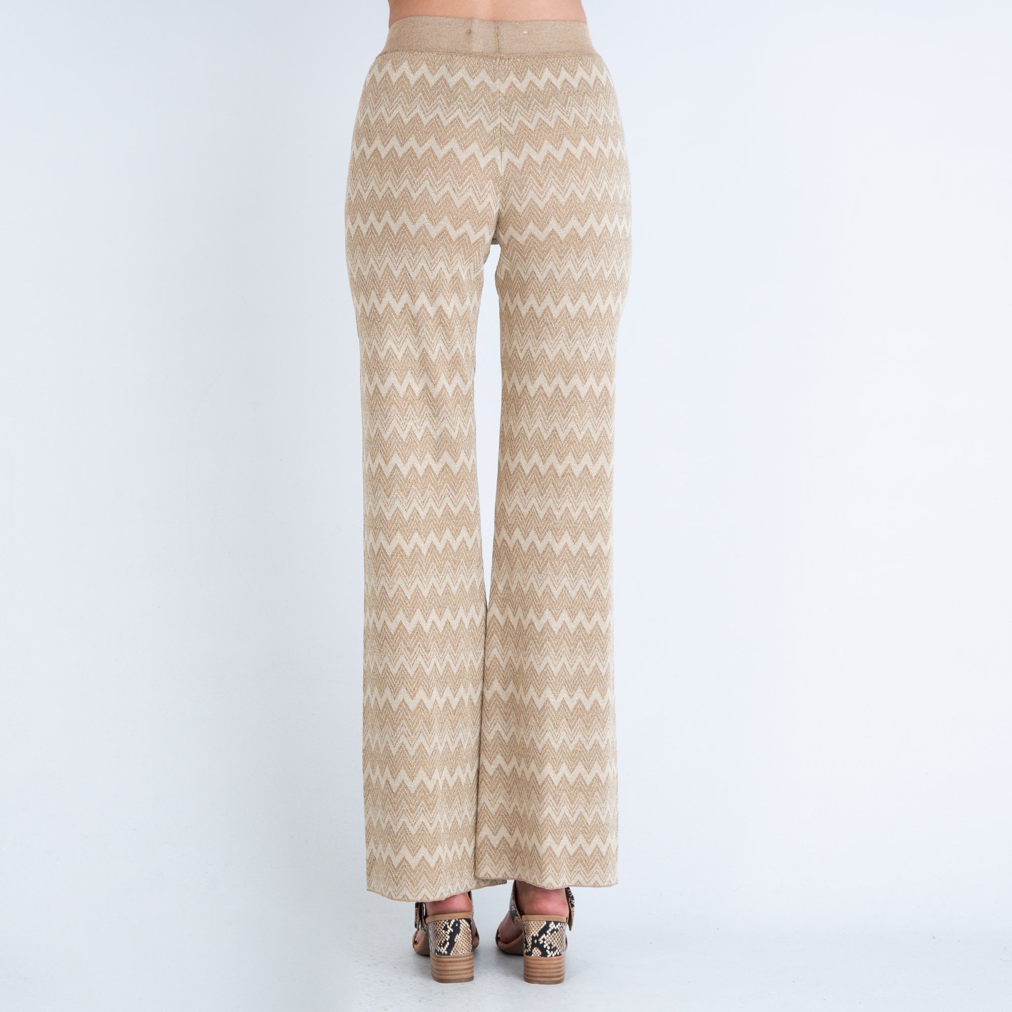 Rino & Pelle Madlyn Knitted Zigzag Palazzo Pant Gold