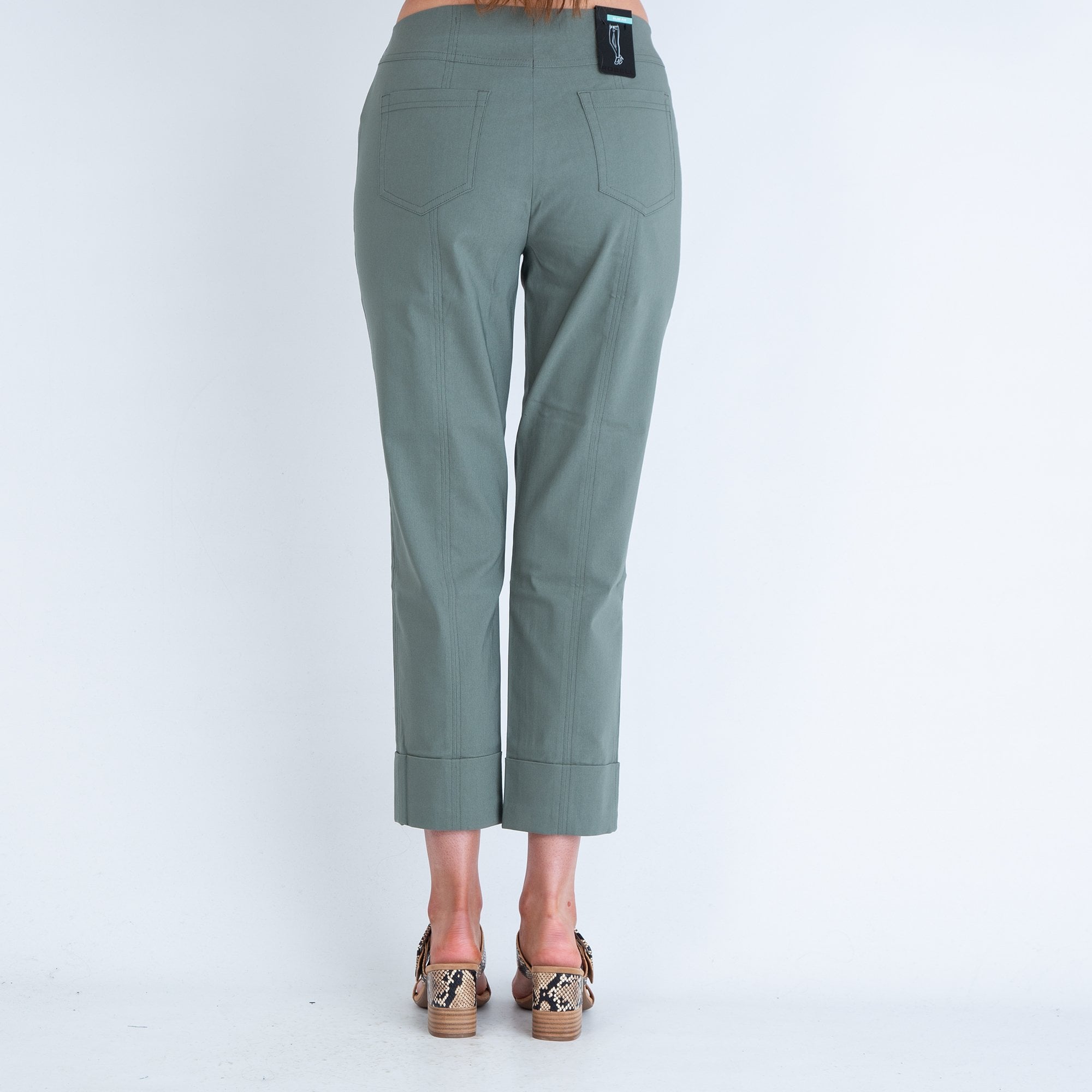 Robell Bella 09 Slim Cropped Pull On Trouser Khaki 881