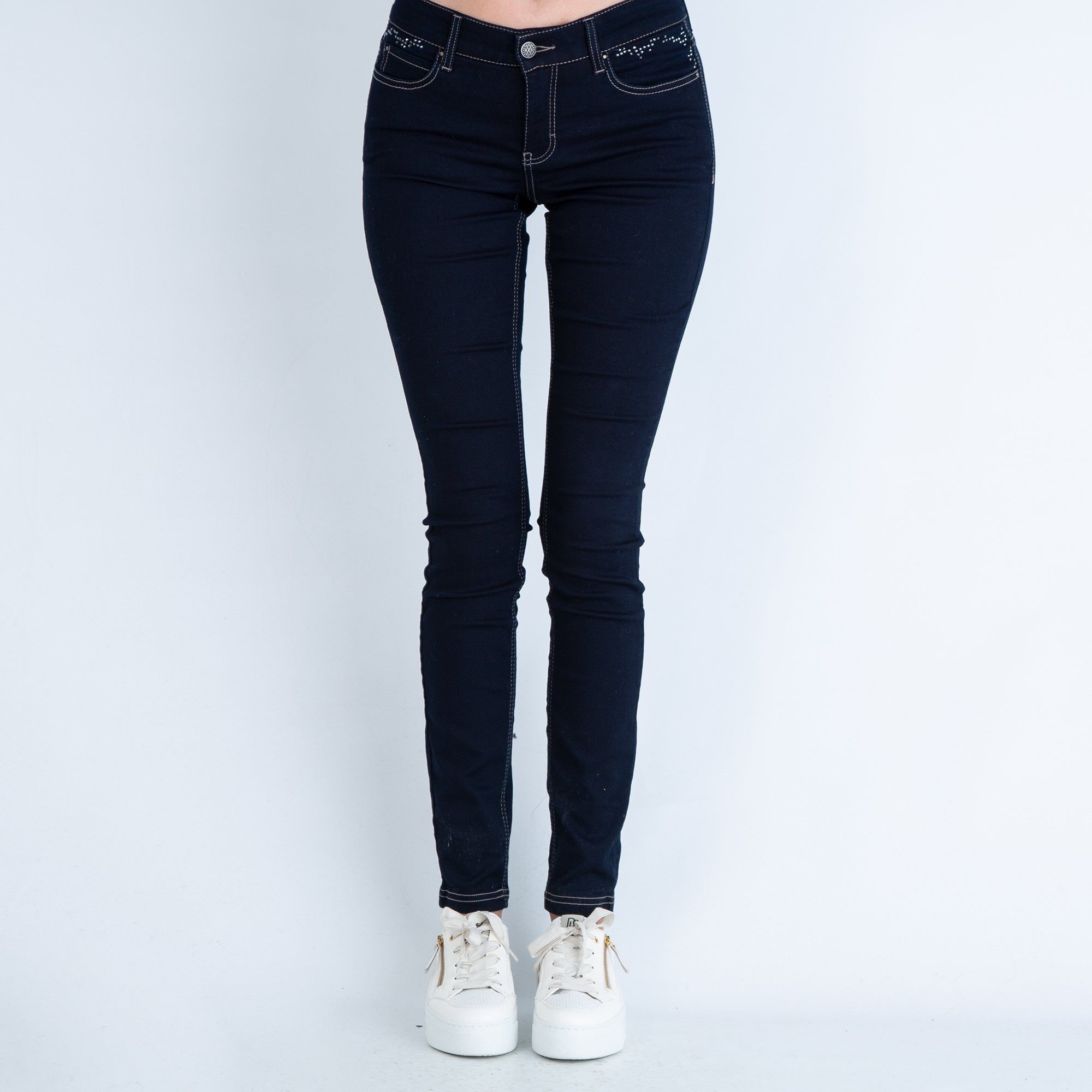 Mac Diamante Pocket Skinny Jeans Dark Blue 32L