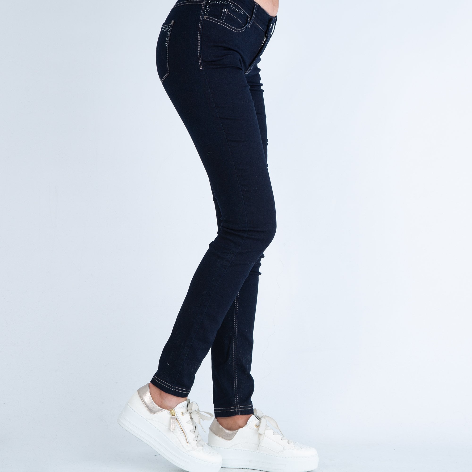 Mac Diamante Pocket Skinny Jeans Dark Blue 32L