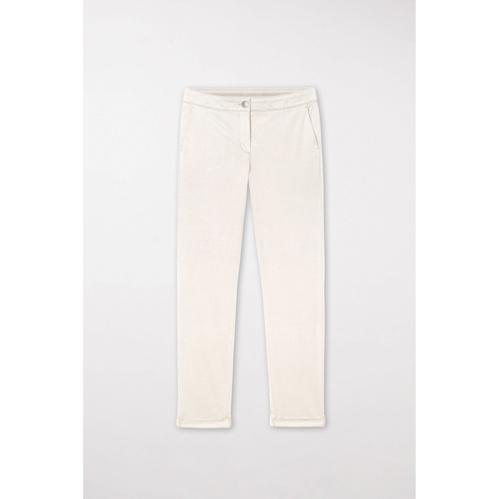Luisa Cerano Skinny Elastic Back Soft Cotton Jean With Frayed Hem Off White