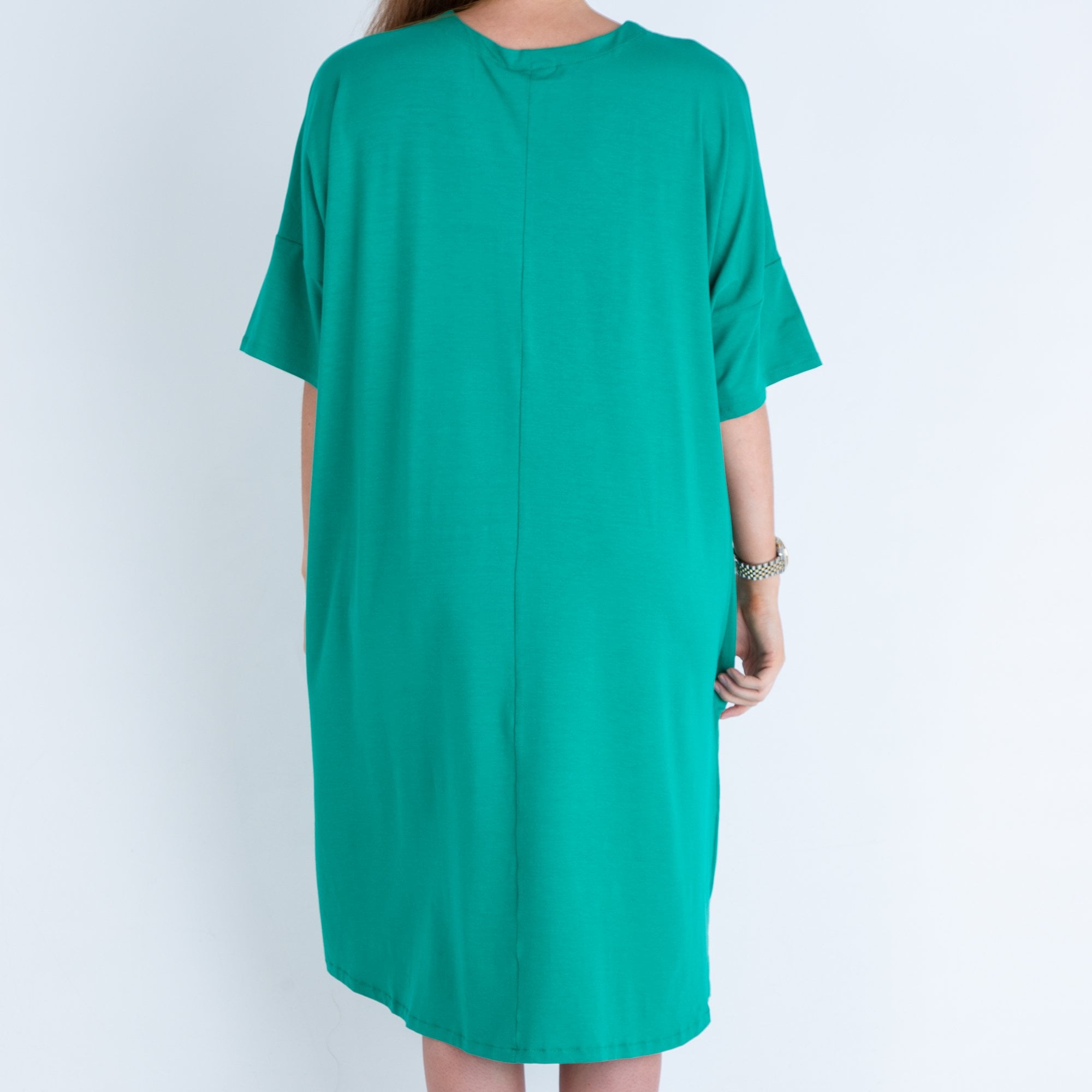 Masai Nes Jersey Gathered Dress With Short Sleeve Green