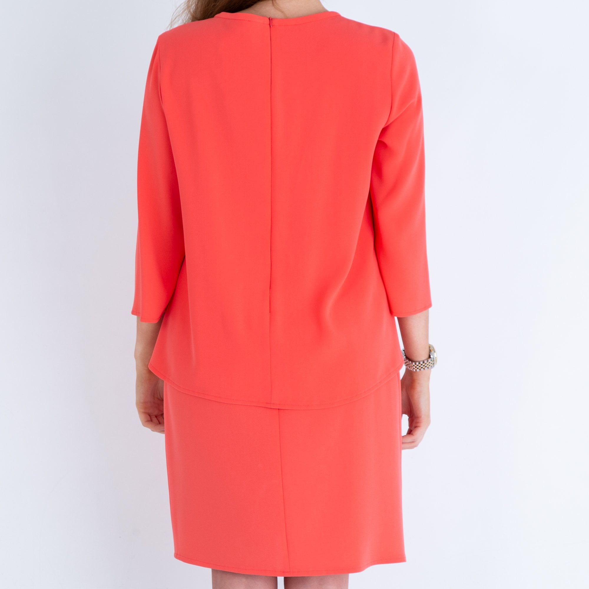 Riani Double Layer Round Neck Dress Coral