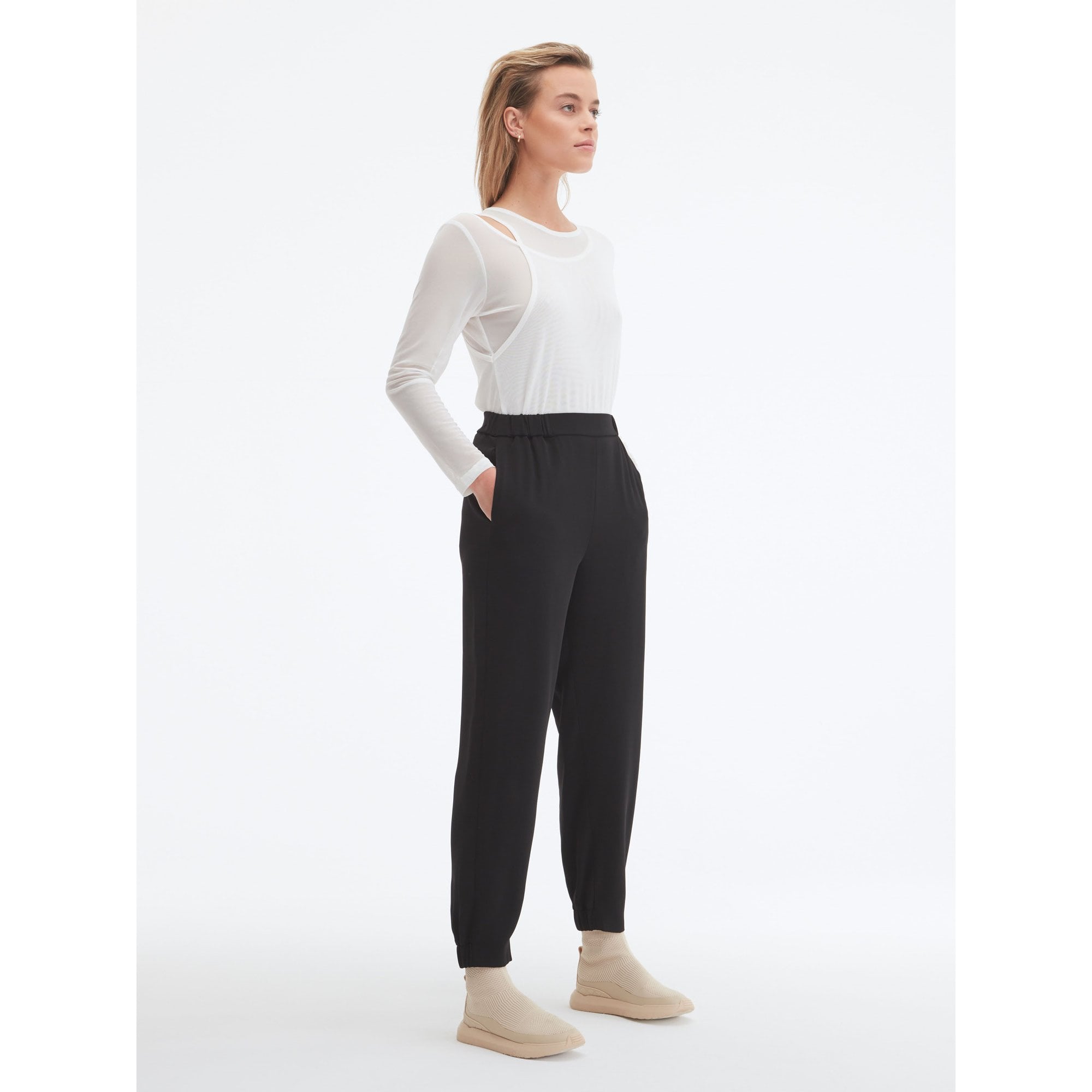 Uchuu Double Layer Mesh Top With Shoulder Cut Out White