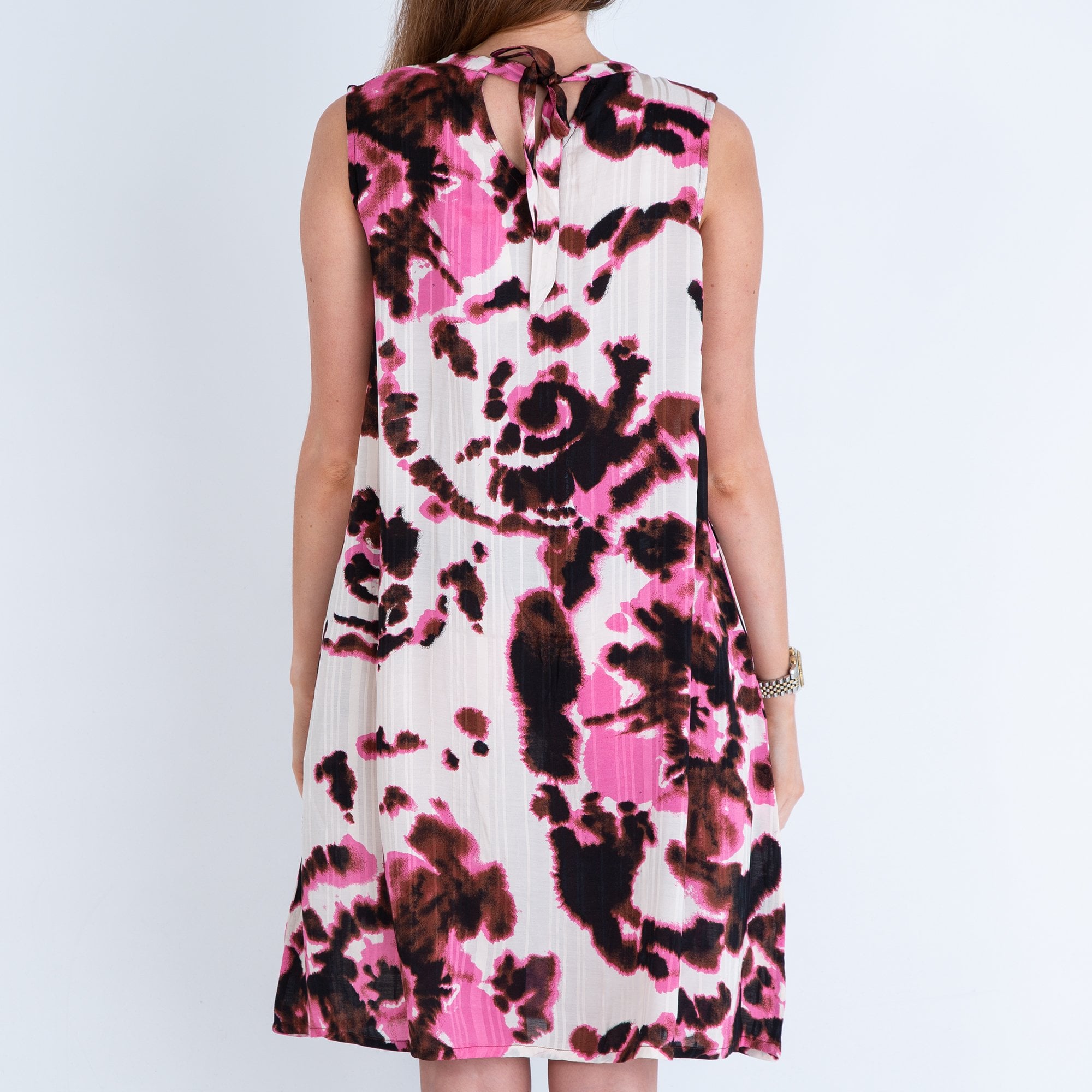 Masai Harper Sleeveless Short Floral Blurred Dress Cream/pink