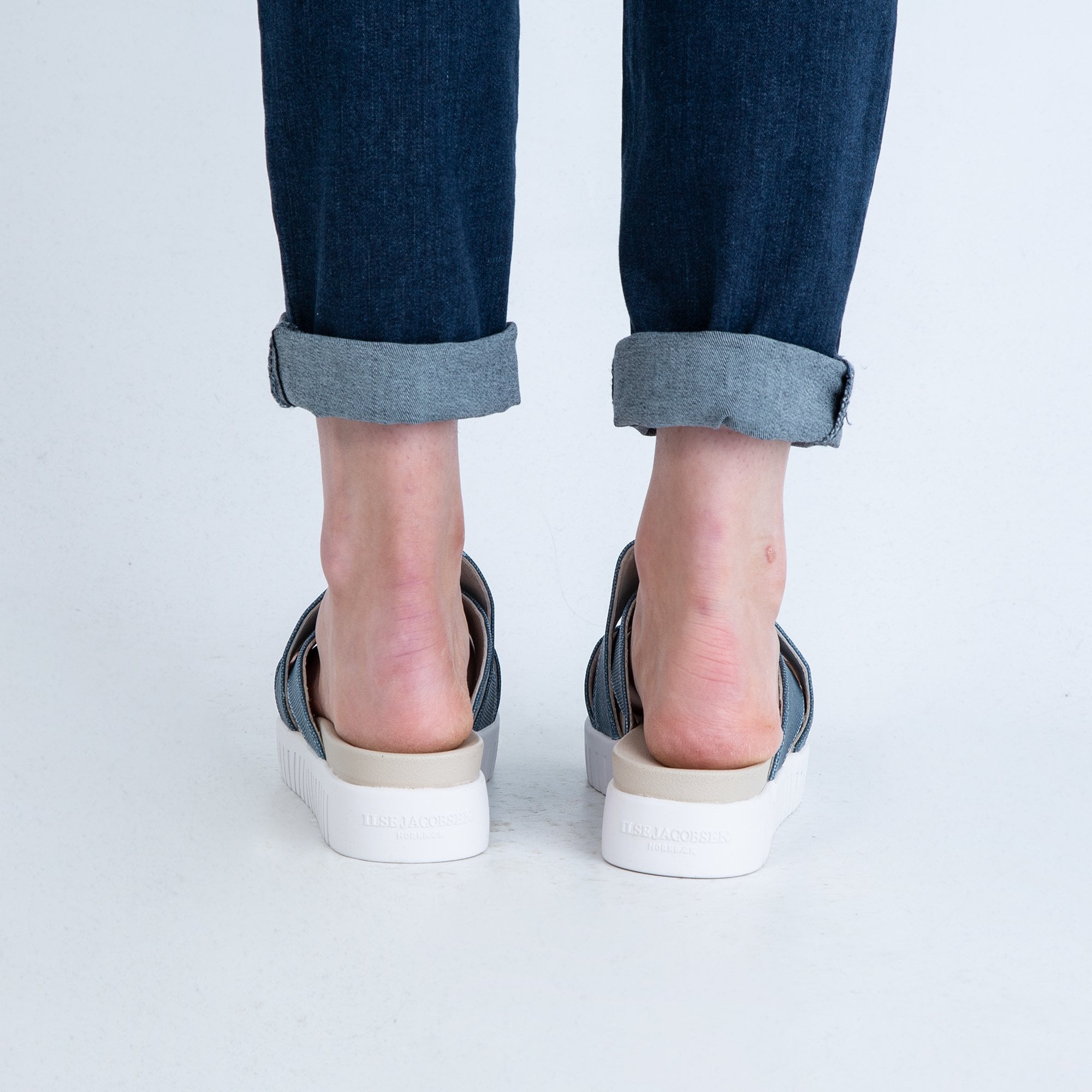 Ilse Jacobsen Tulip1260 Cross Over Thick Sole Slider Smoke Blue