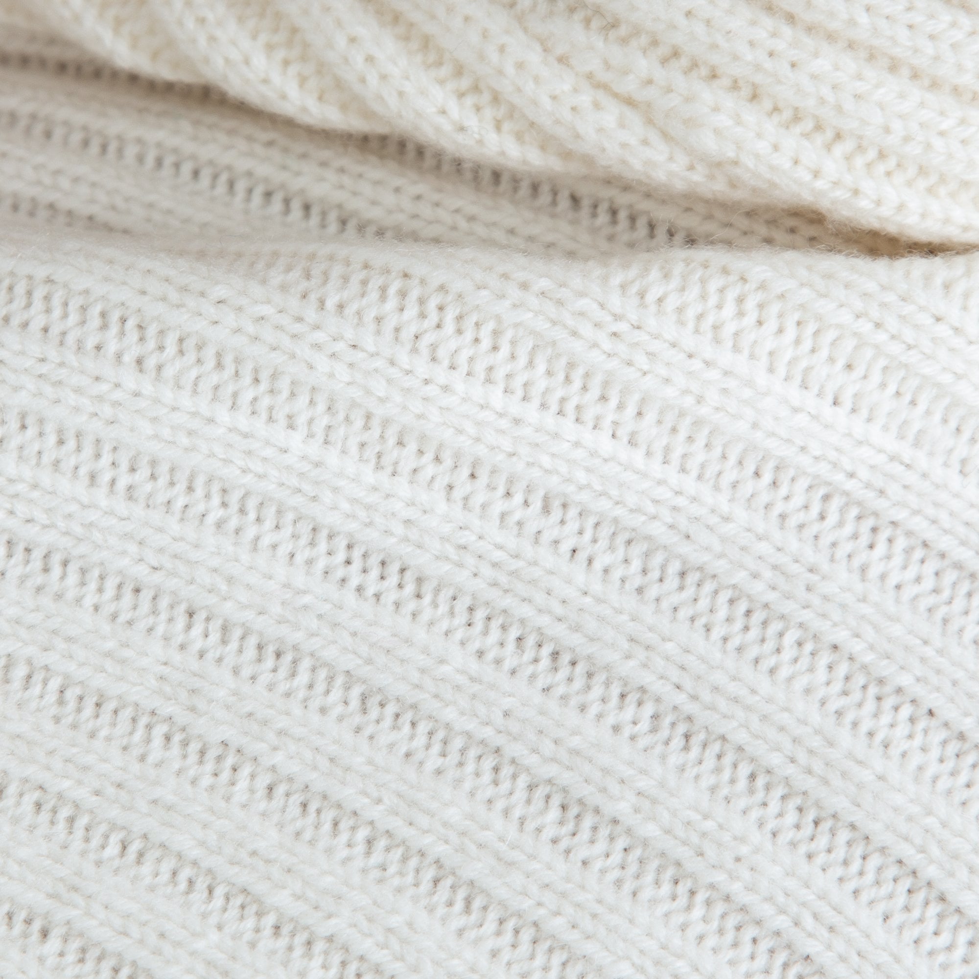 Repeat Cashmere Ribbed Funnel Neck Jumper Cream