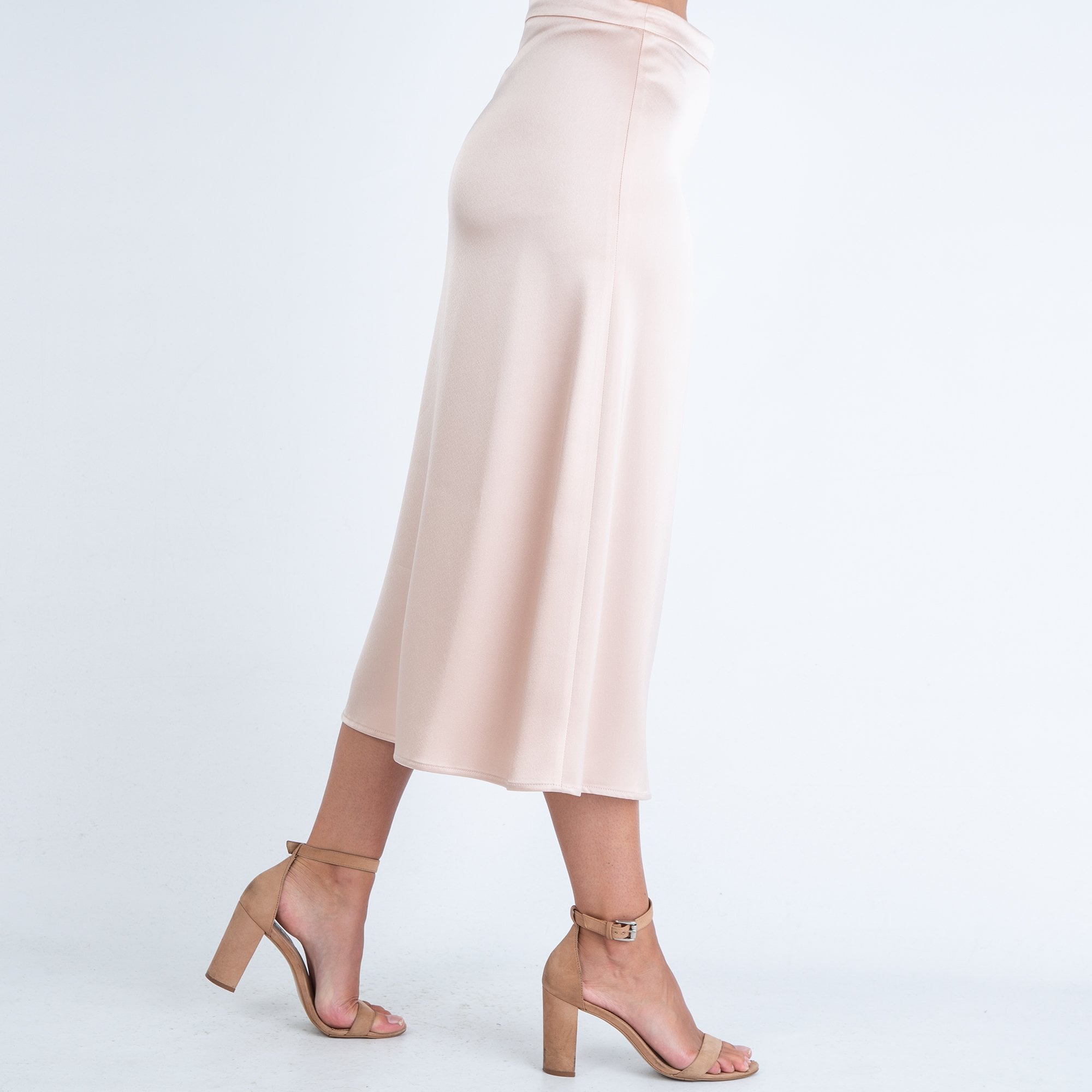 Marc Cain Shiny Satin Skirt Nude