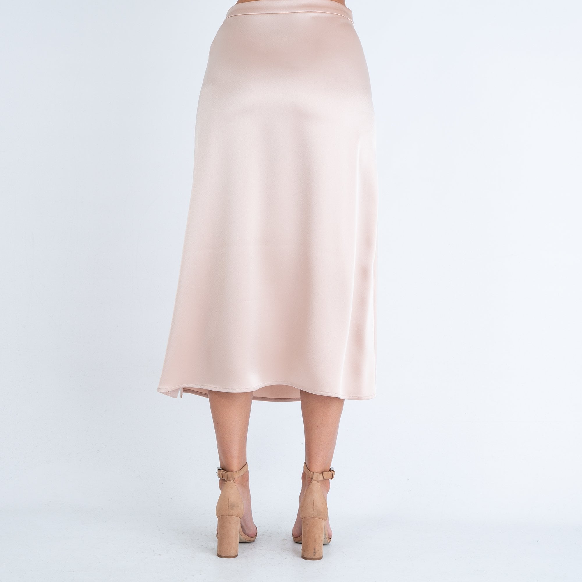Marc Cain Shiny Satin Skirt Nude