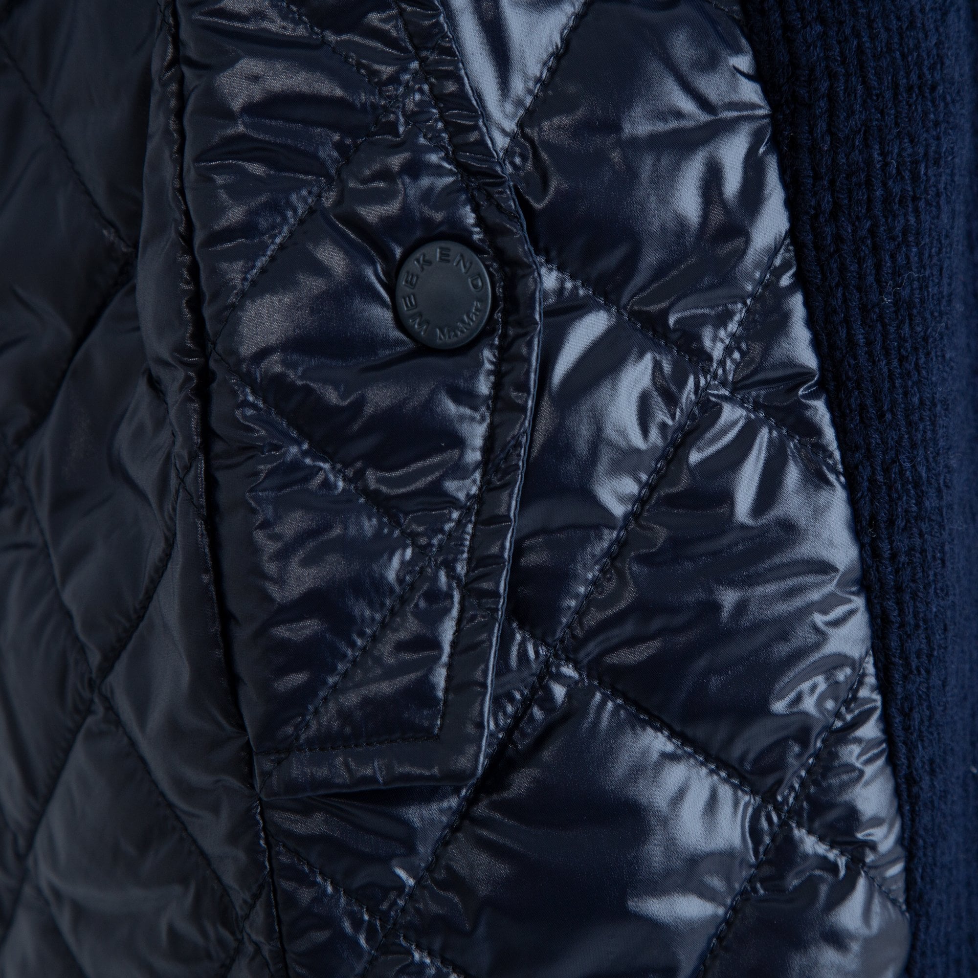 Weekend By Maxmara Sahara Wool Cardy With Nylon Quilted Panels Navy