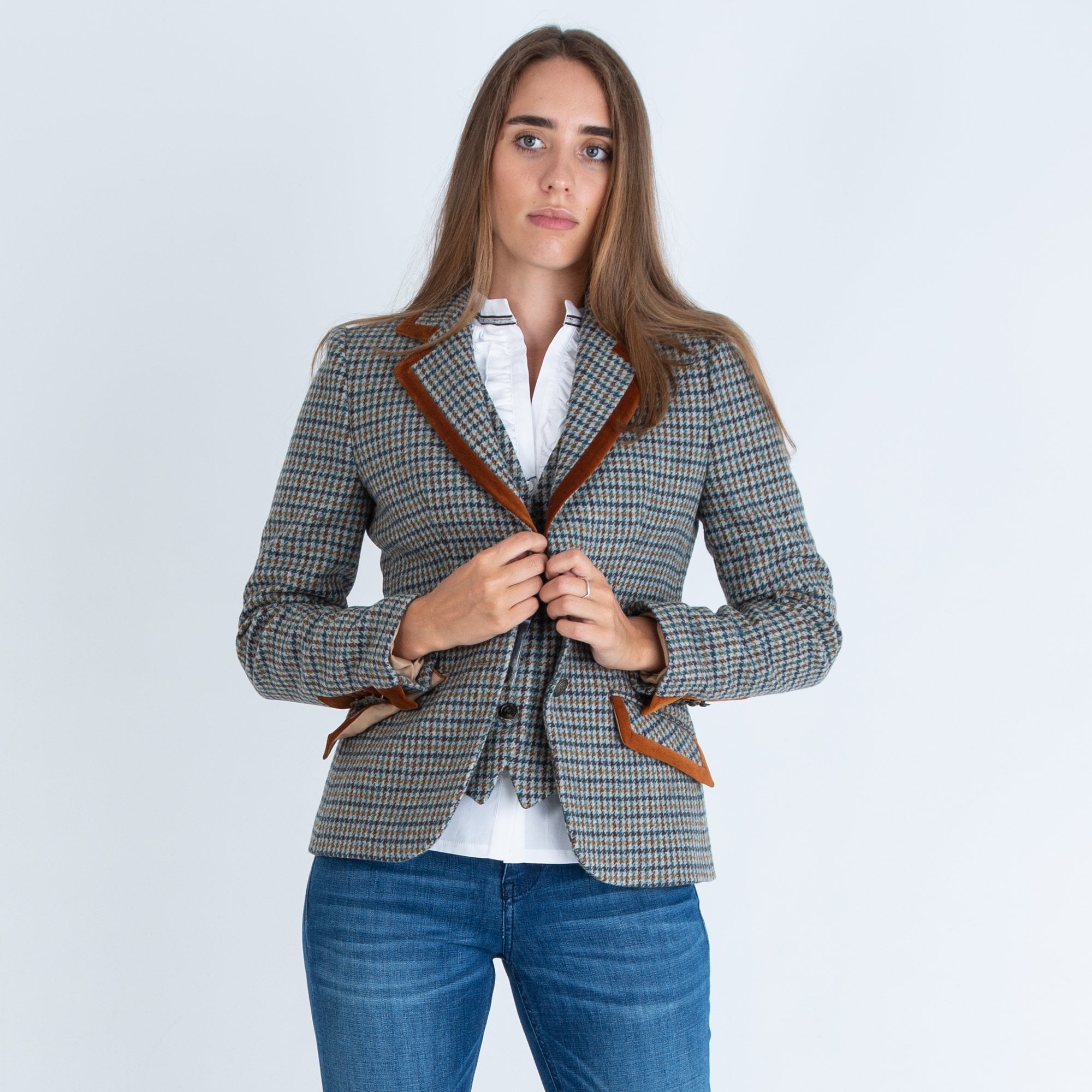 Bariloche Finlandia Tweed Check Waistcoat Blue/Grey