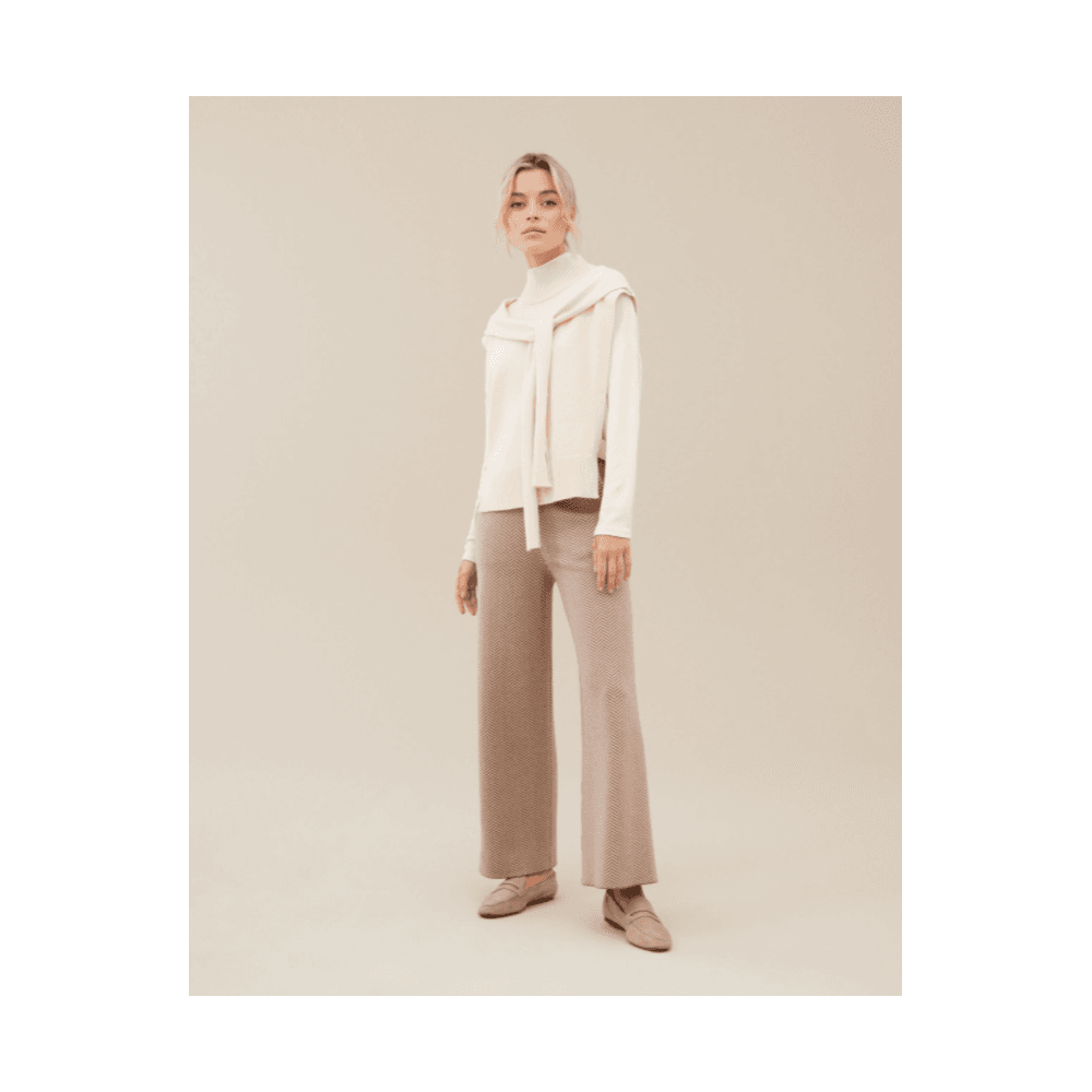 Uchuu Turtle Neck Tabard With Tie Front Cream