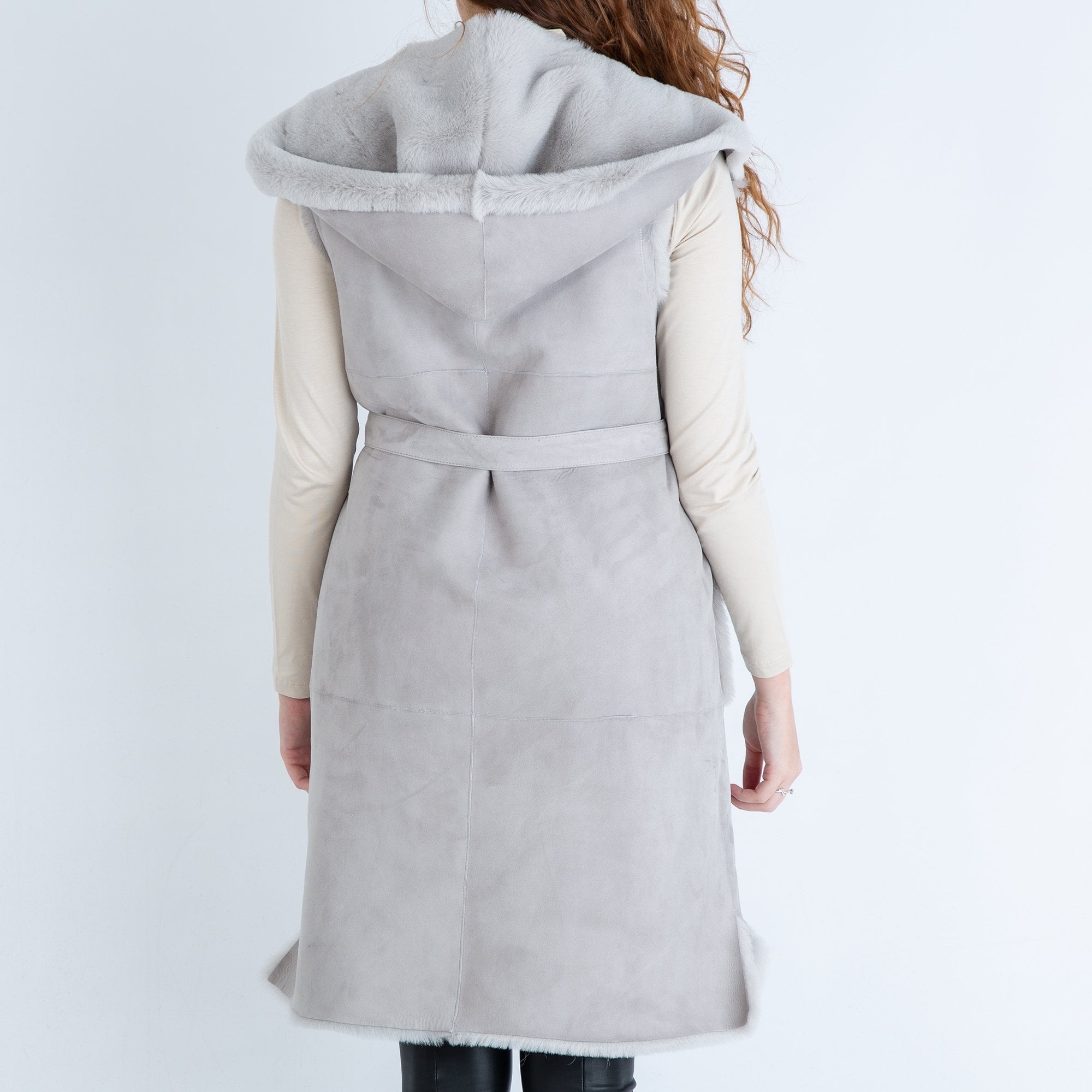 Suprema Suede And Fur Reversible Gilet With Front Pockets Silver/Grey