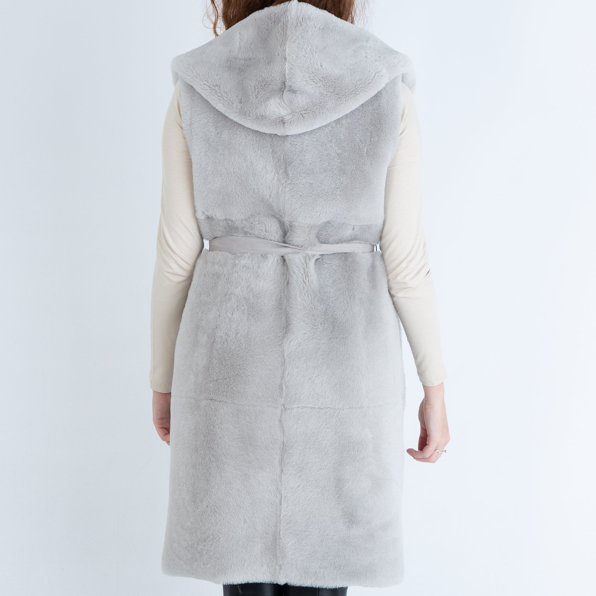 Suprema Suede And Fur Reversible Gilet With Front Pockets Silver/Grey