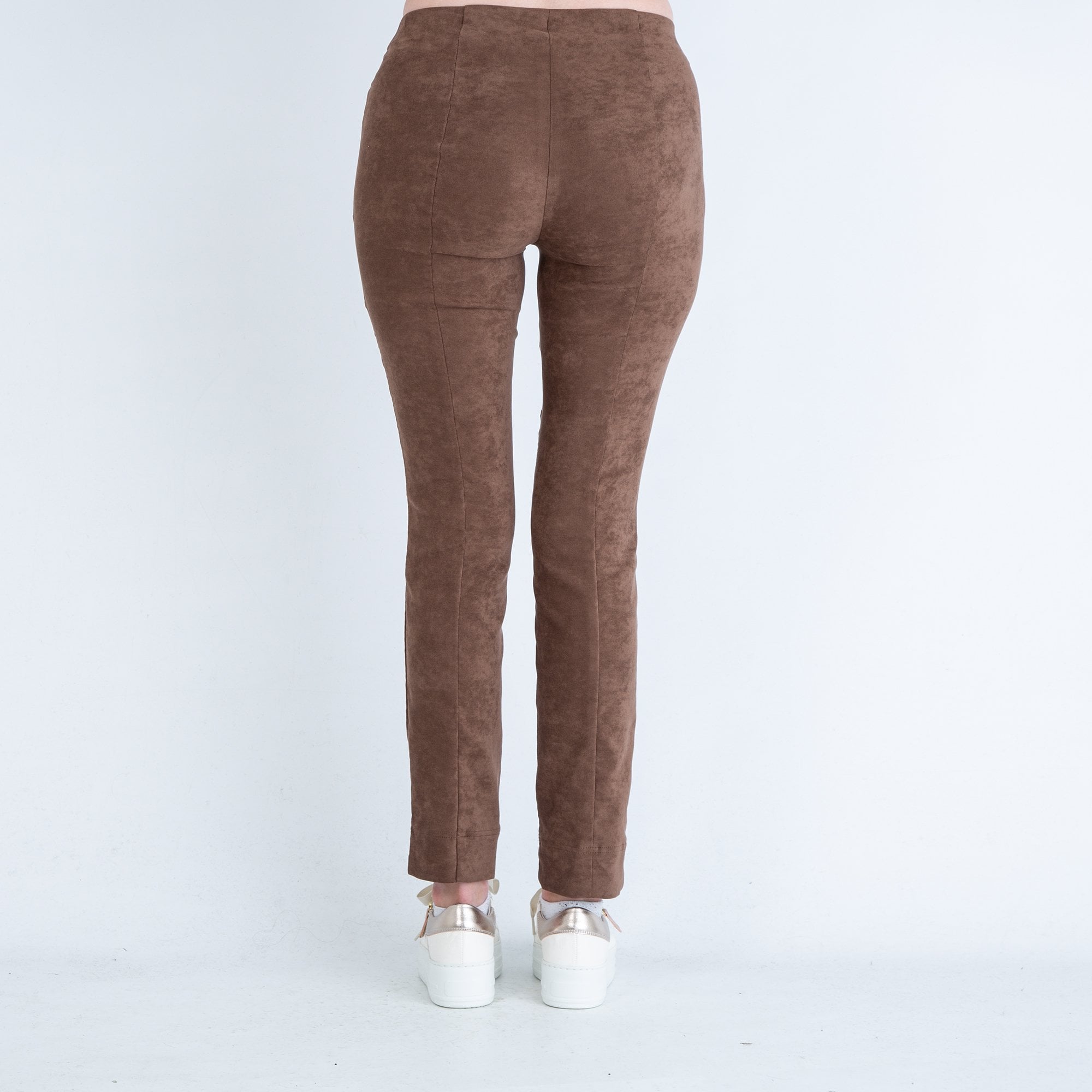 Robell Rose Slim Fit Faux Suede Trouser Chocolate 18