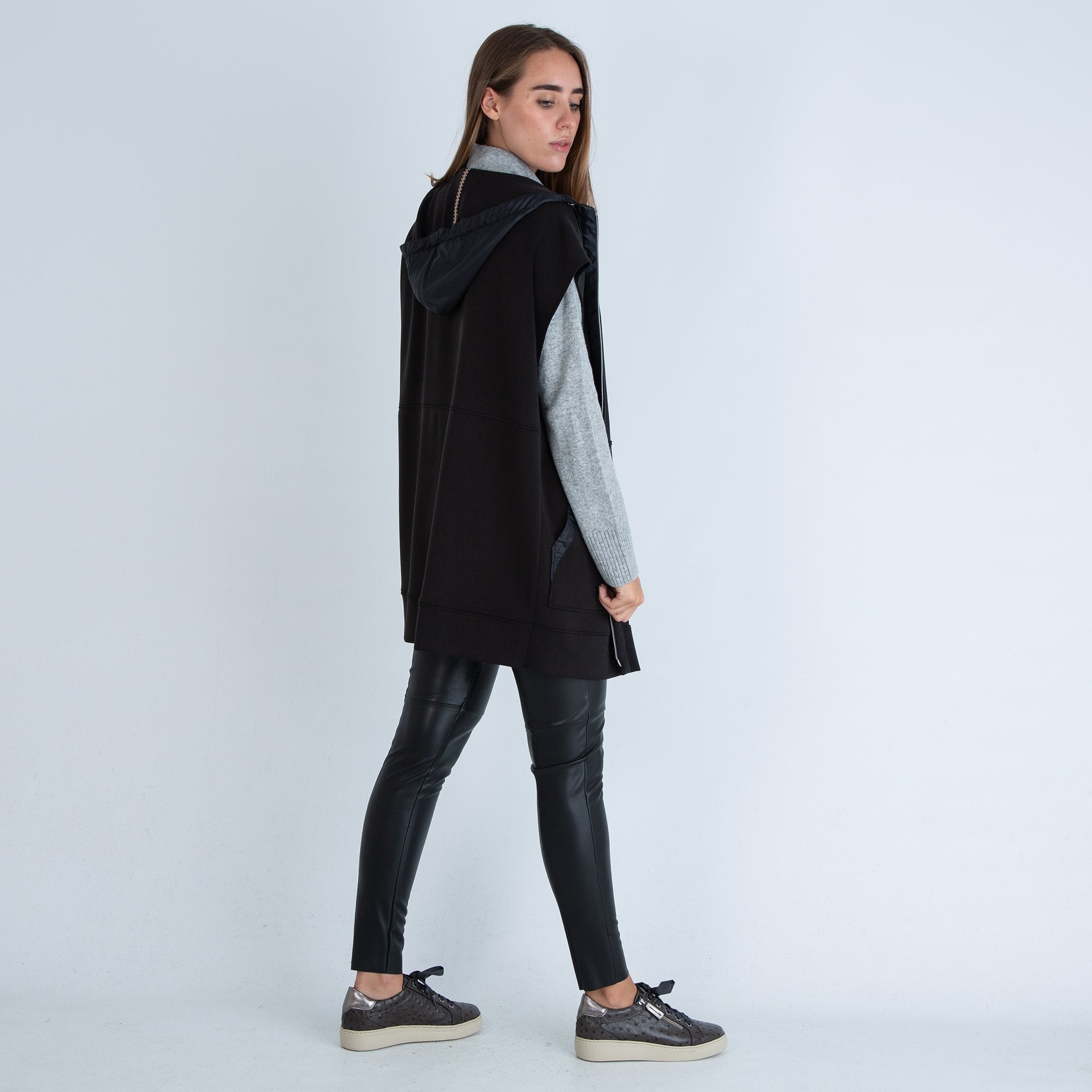 Just White Short Sleeve Jersey Zip Jacket Black