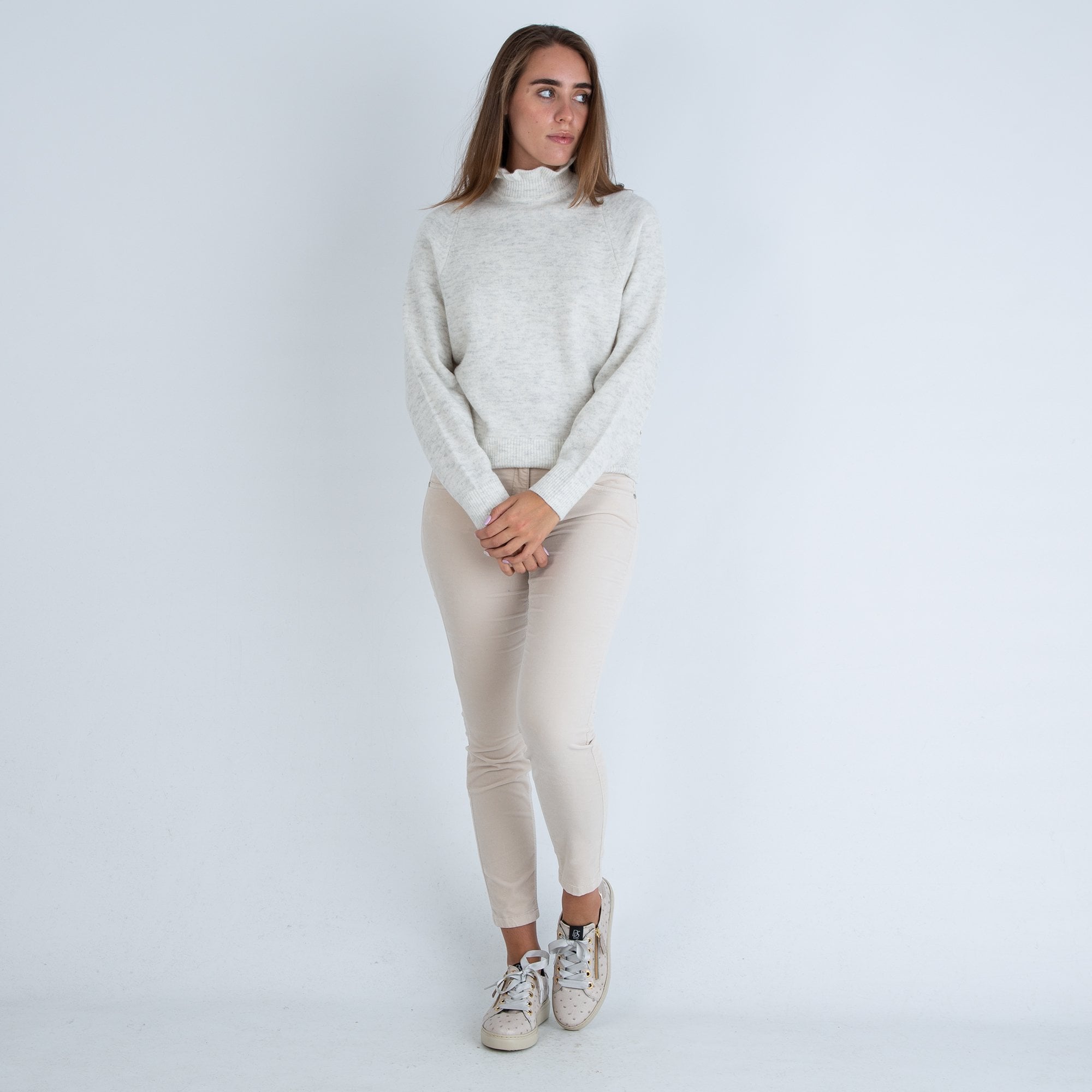 Scotch & Soda Frill Neck Knitted Sweater White