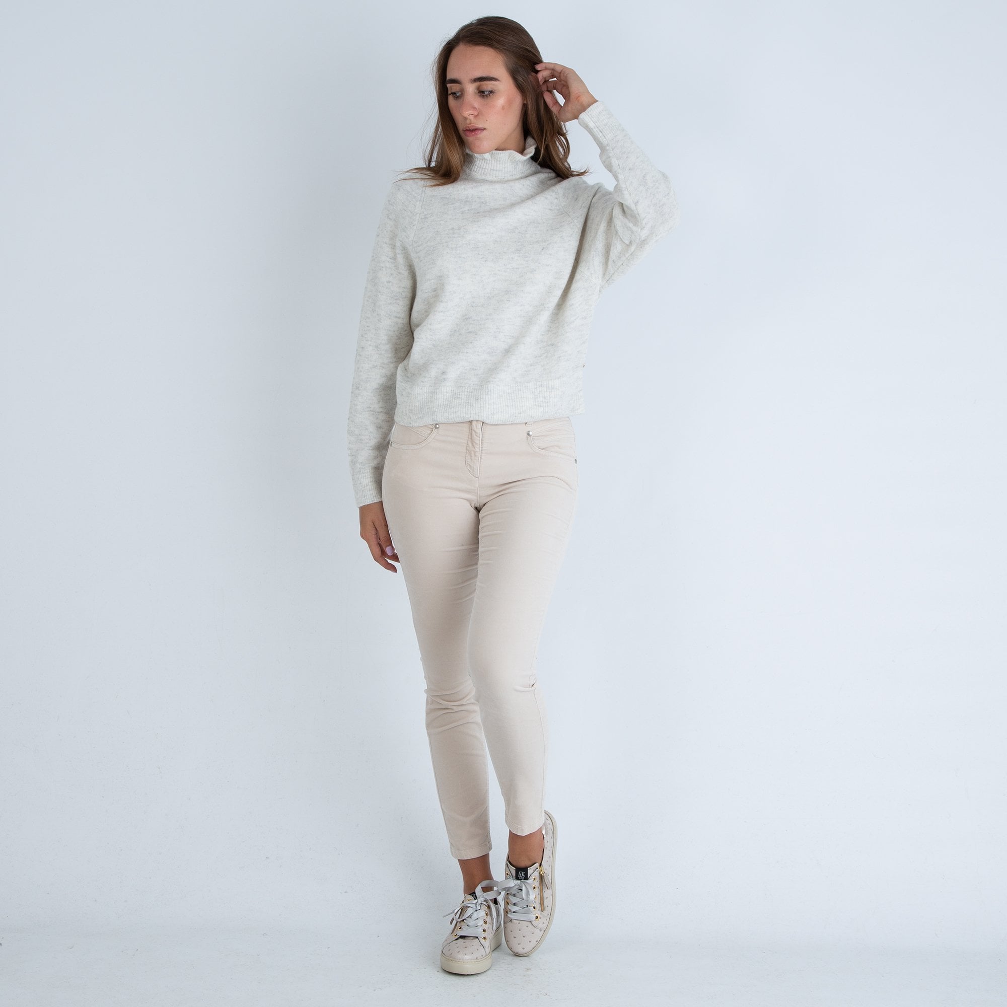 Scotch & Soda Frill Neck Knitted Sweater White