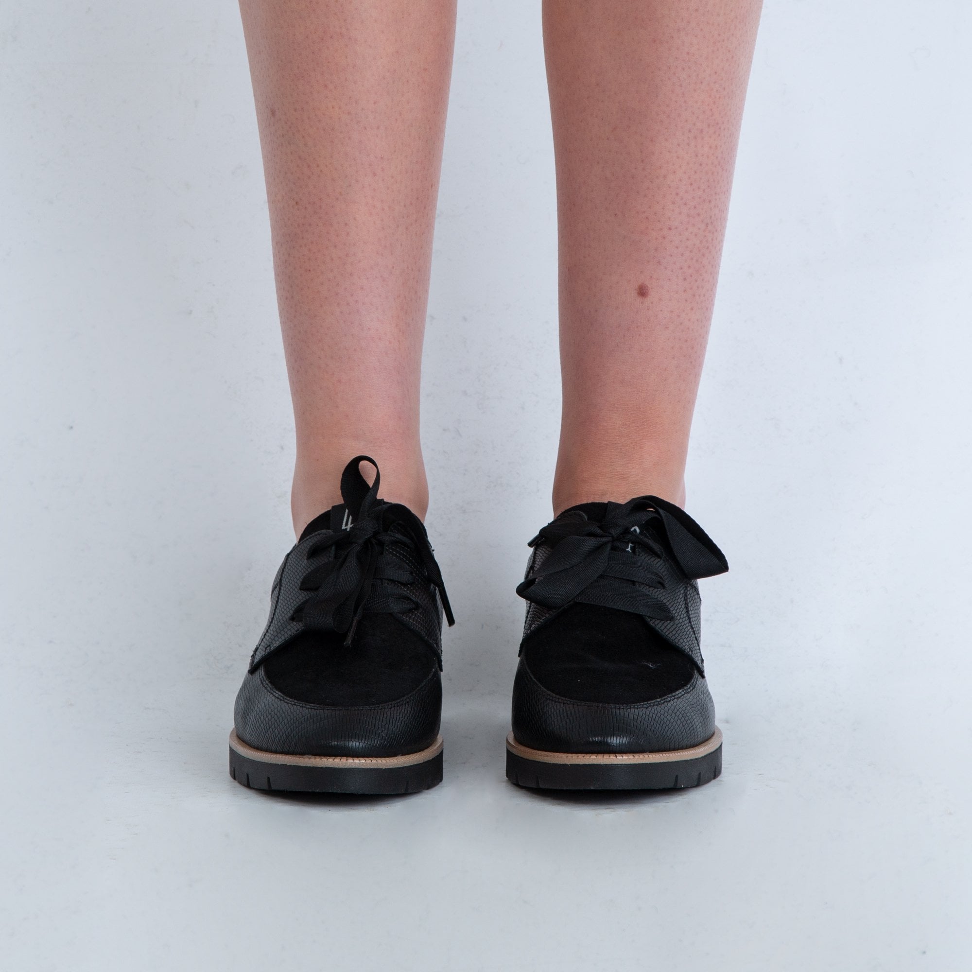 Dl Sport Leather & Suede Brogue With Lizard Print Black