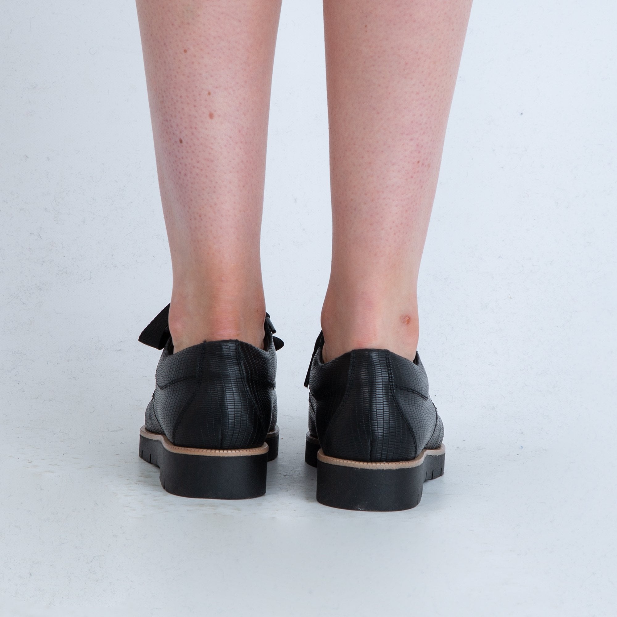 Dl Sport Leather & Suede Brogue With Lizard Print Black