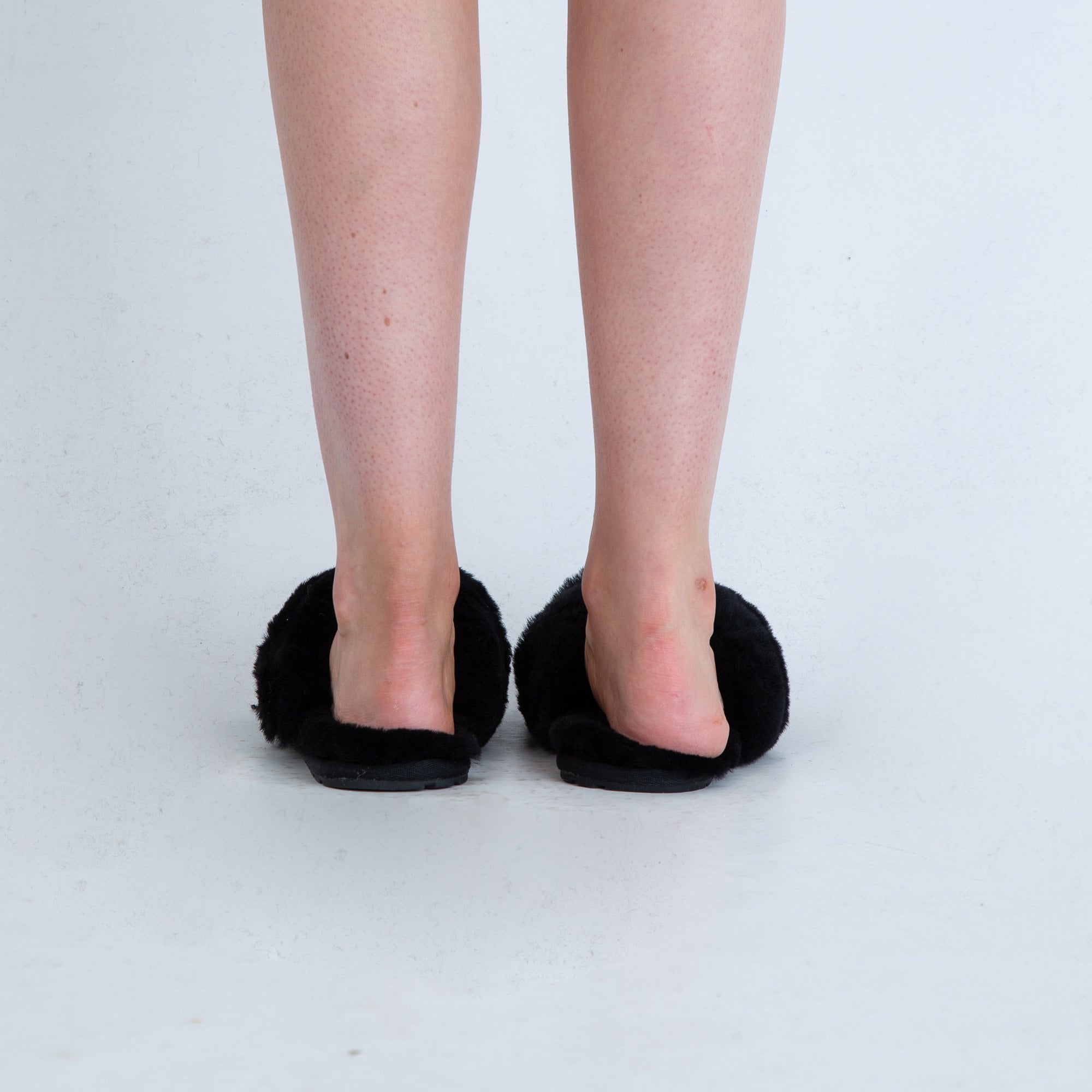 Emu Australia Mayberry Cross Over Fluffy Slider Slippers Black