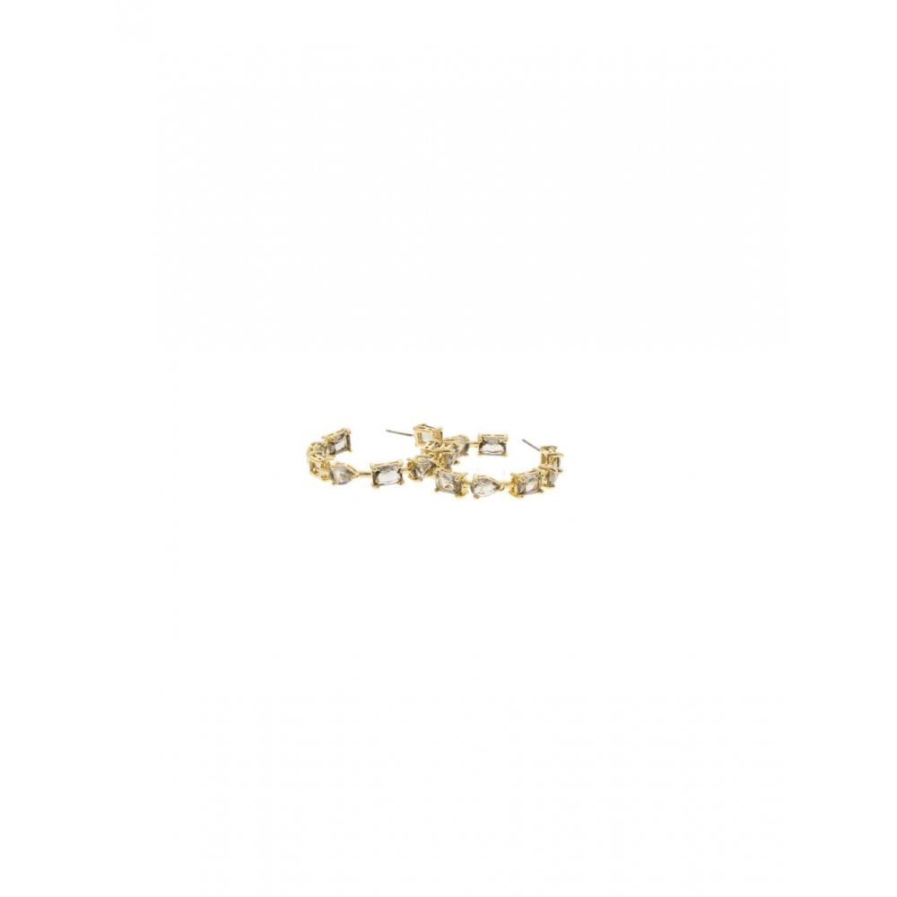 Nour London Crystal Diamonte Hoop Earrings Gold/clear