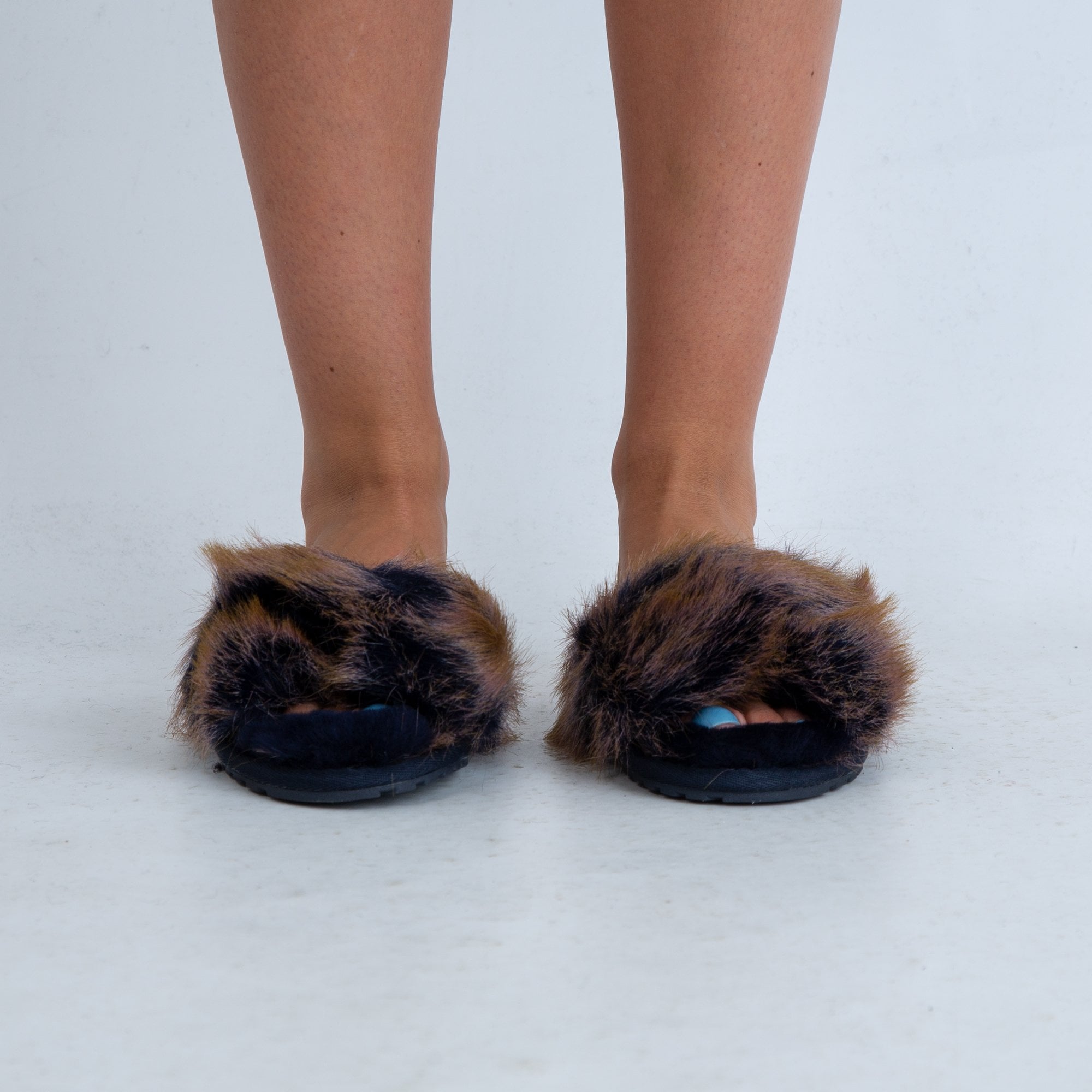 Emu Australia Mayberry Lava Cross Over Fluffy Slider Slippers Midnight