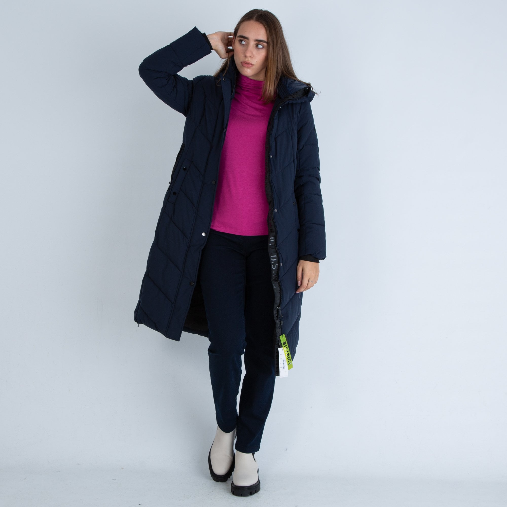 Milano Italy Jersey Roll Neck Top Magenta